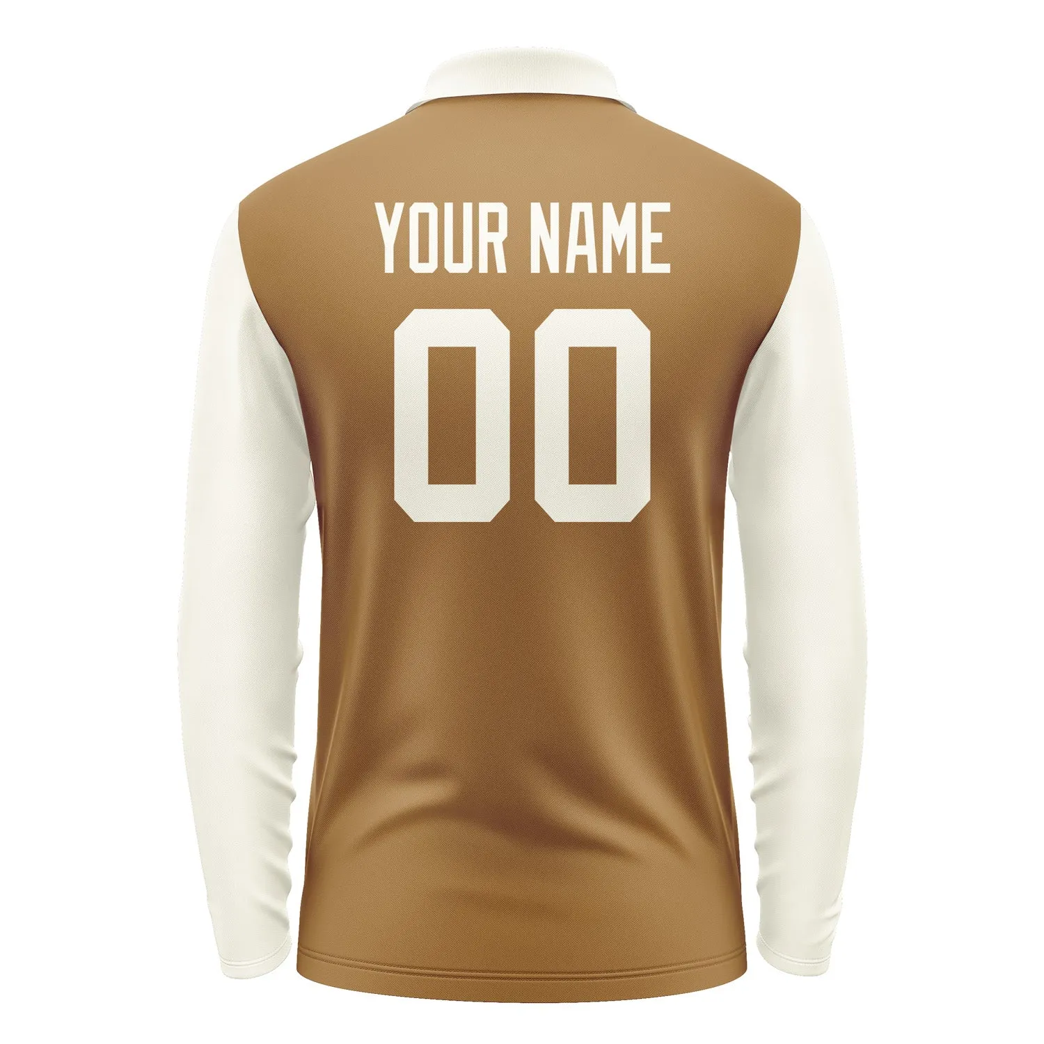 Custom Khaki Cream Long Sleeve Polo Shirt sold by Tailorly product image thumbnail 3