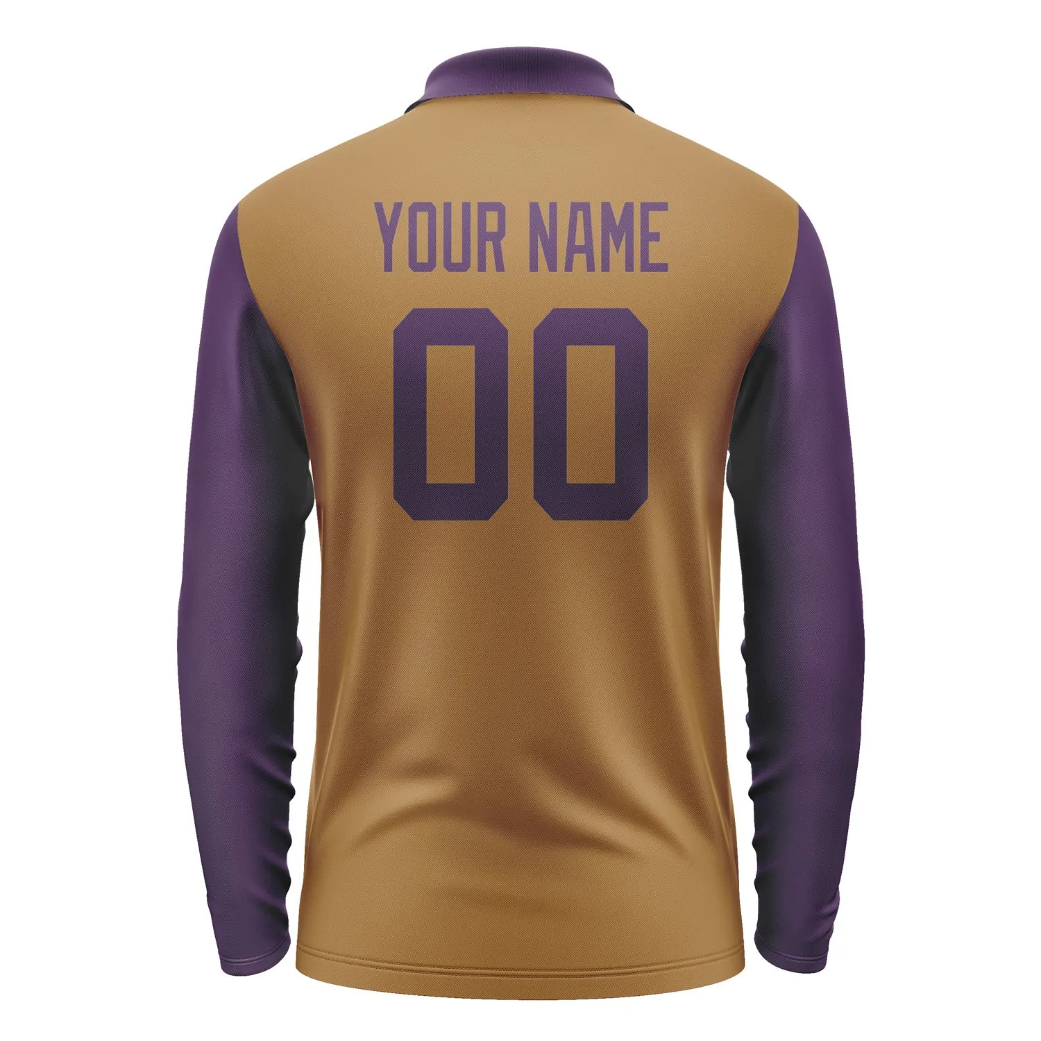 Custom Khaki Purple Long Sleeve Polo Shirt sold by Tailorly product image thumbnail 3