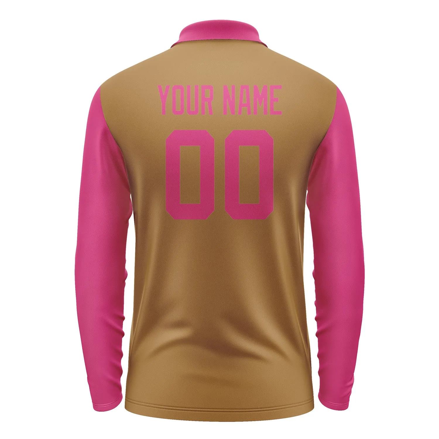 Custom Khaki Pink Long Sleeve Polo Shirt sold by Tailorly product image thumbnail 3