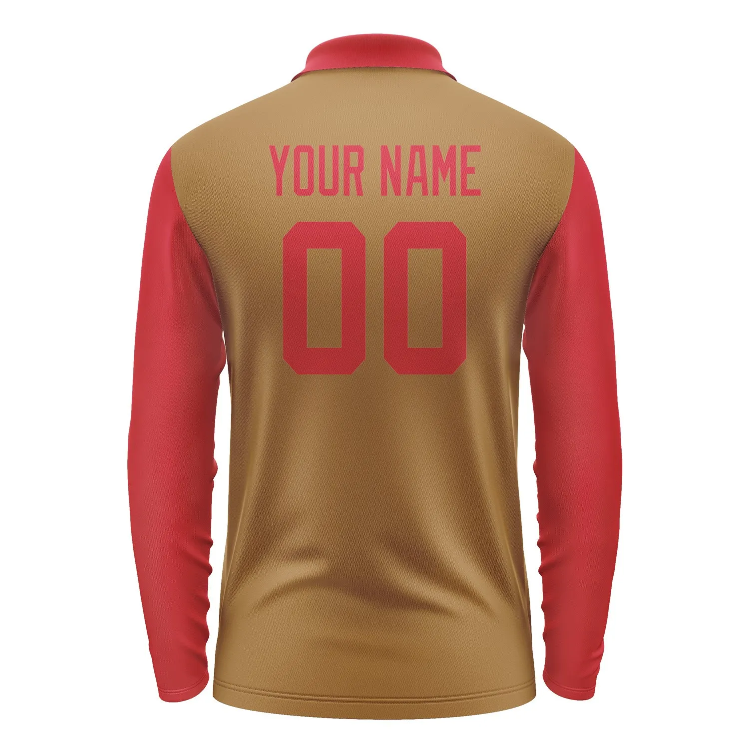 Custom Khaki Red Long Sleeve Polo Shirt sold by Tailorly product image thumbnail 3