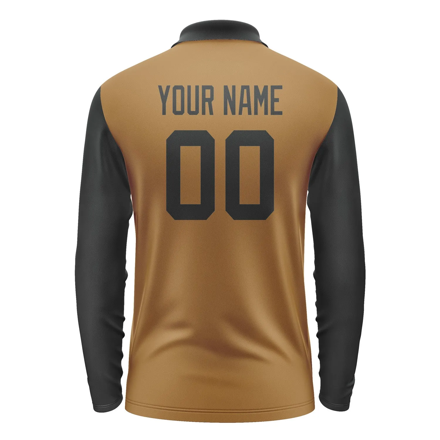 Custom Khaki Black Long Sleeve Polo Shirt sold by Tailorly product image thumbnail 3