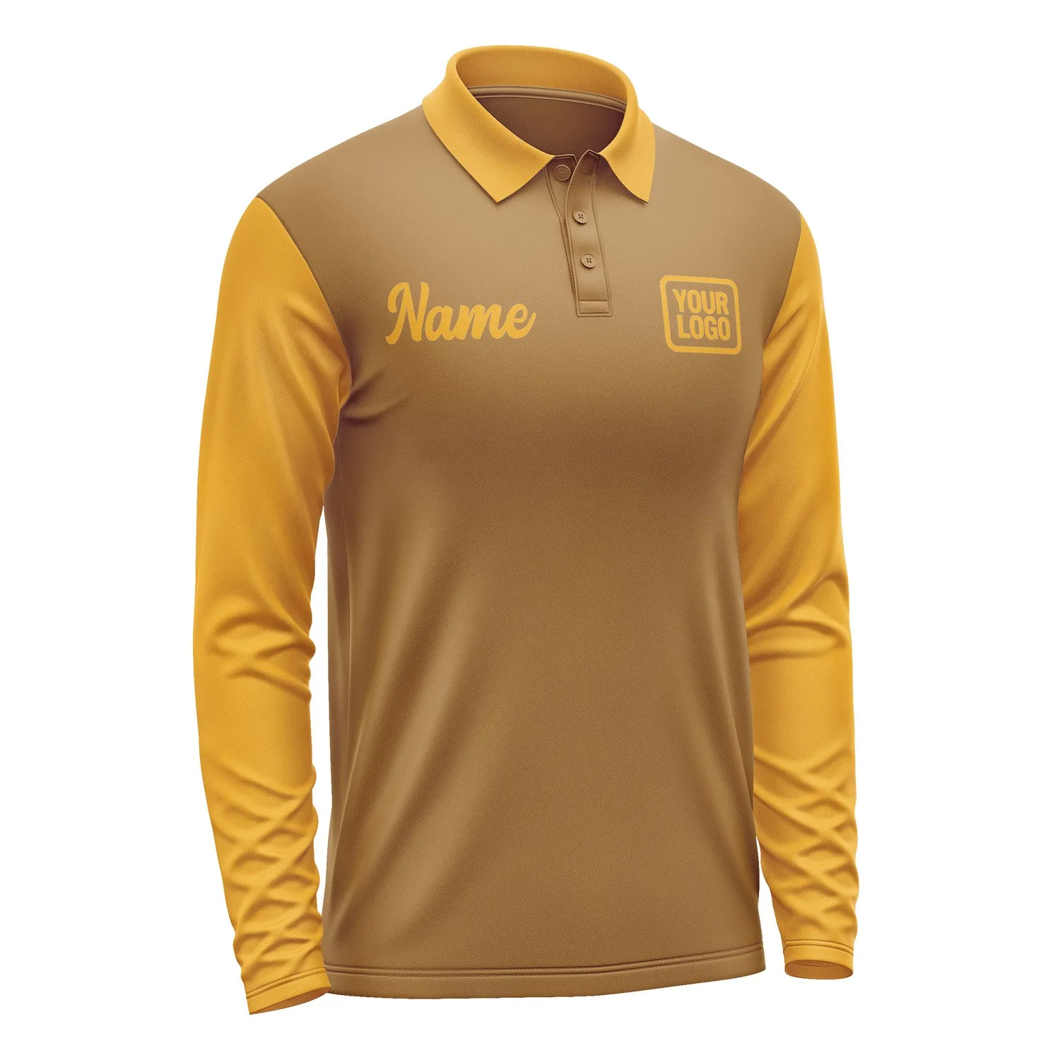 Custom Khaki Yellow Long Sleeve Polo Shirt sold by Tailorly product image thumbnail 4