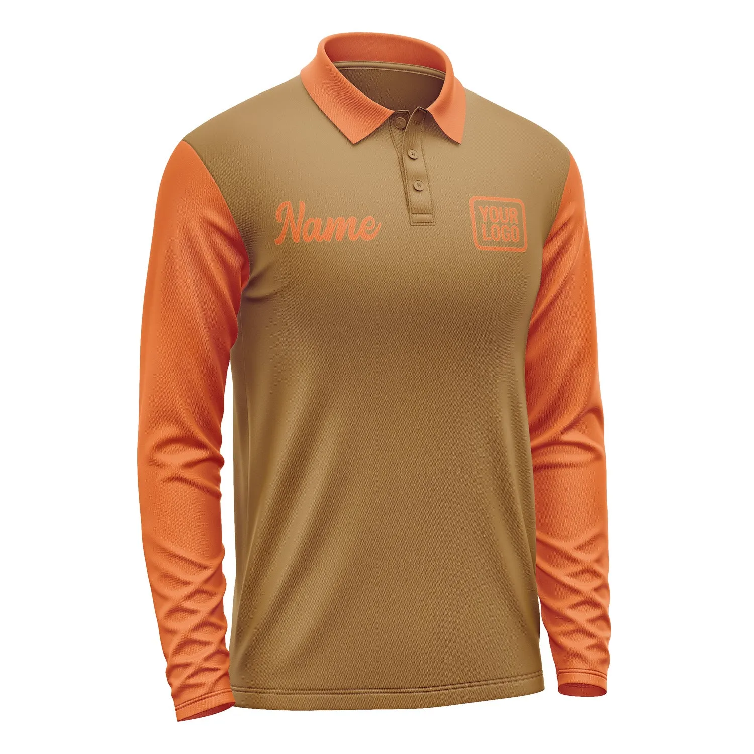 Custom Khaki Orange Long Sleeve Polo Shirt sold by Tailorly product image thumbnail 4