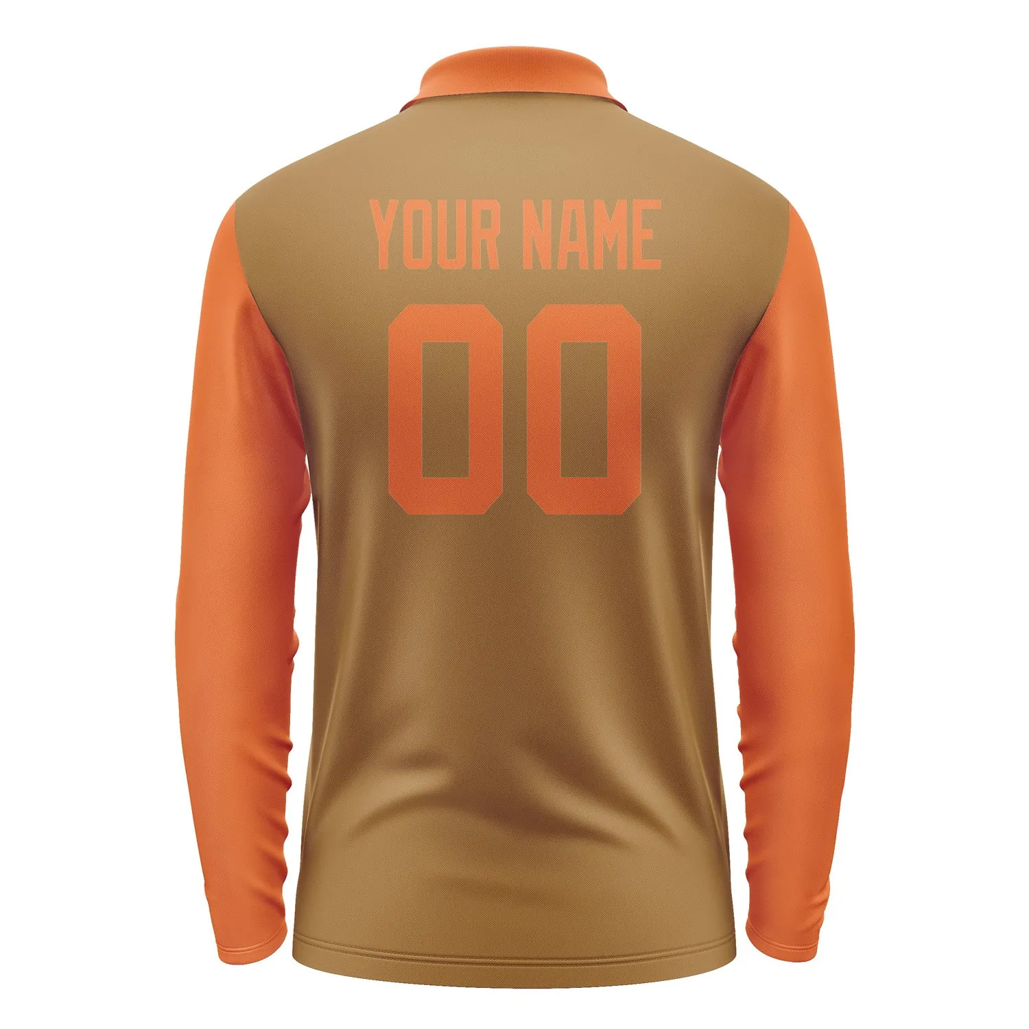 Custom Khaki Orange Long Sleeve Polo Shirt sold by Tailorly product image thumbnail 3