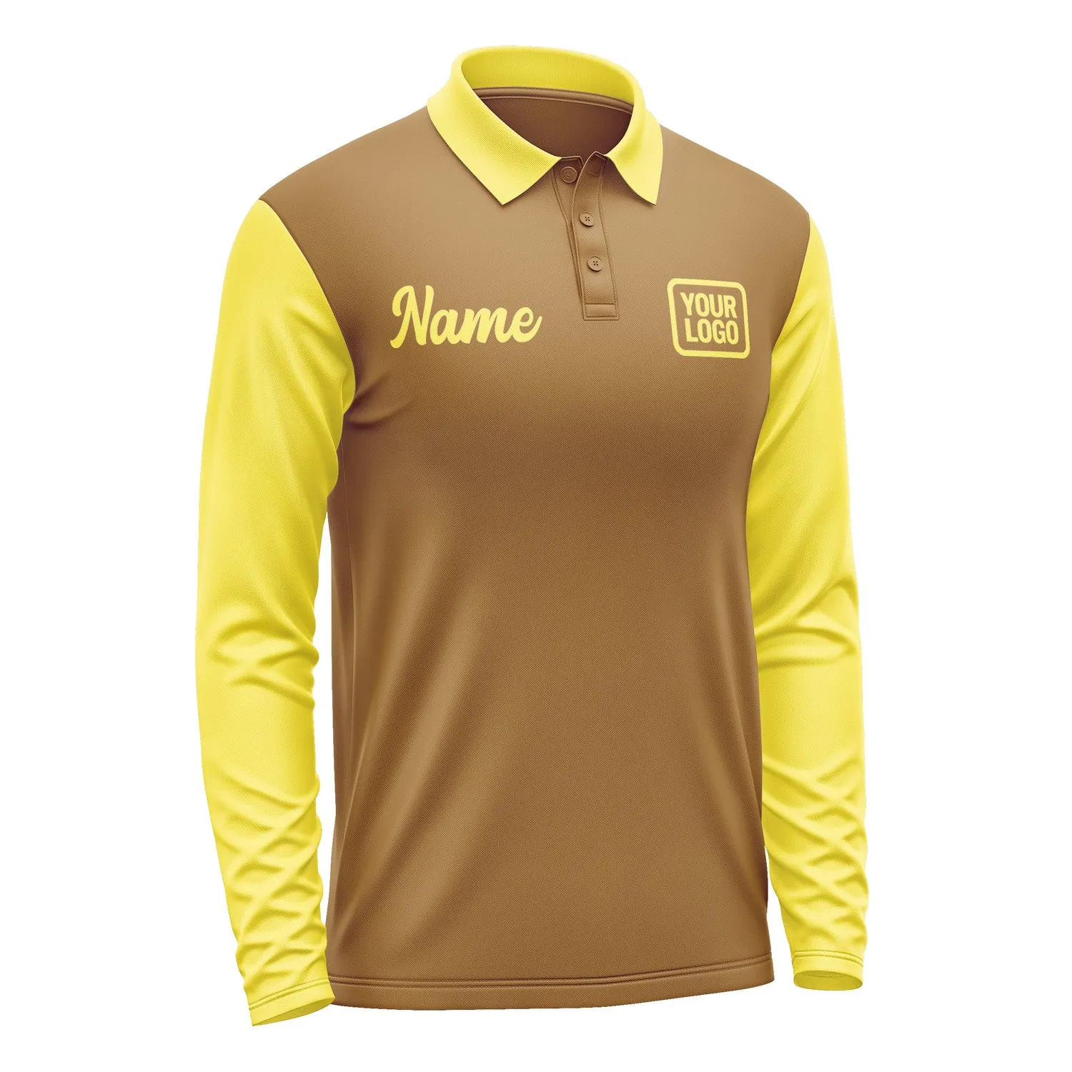 Custom Khaki Light Yellow Long Sleeve Polo Shirt sold by Tailorly product image thumbnail 4