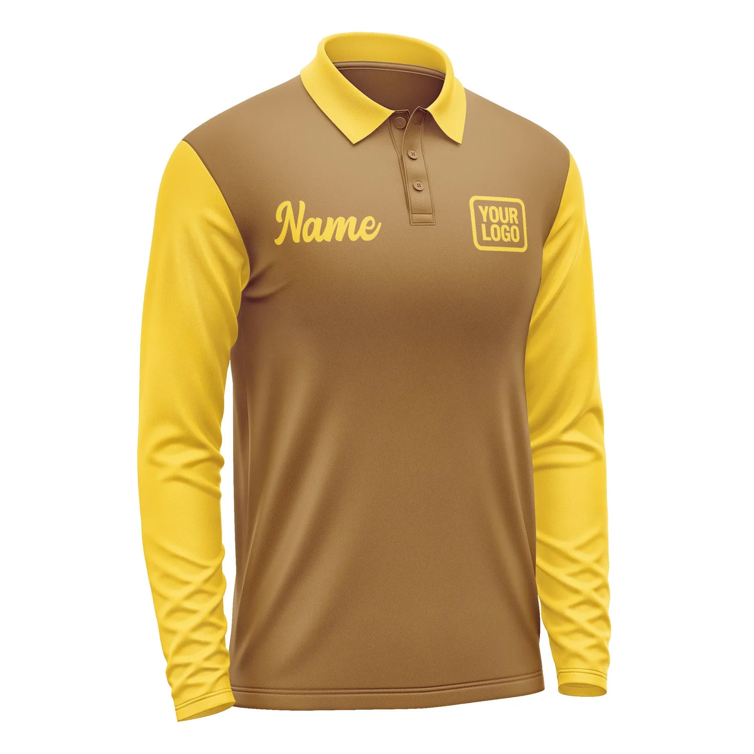 Custom Khaki Gold Long Sleeve Polo Shirt sold by Tailorly product image thumbnail 4