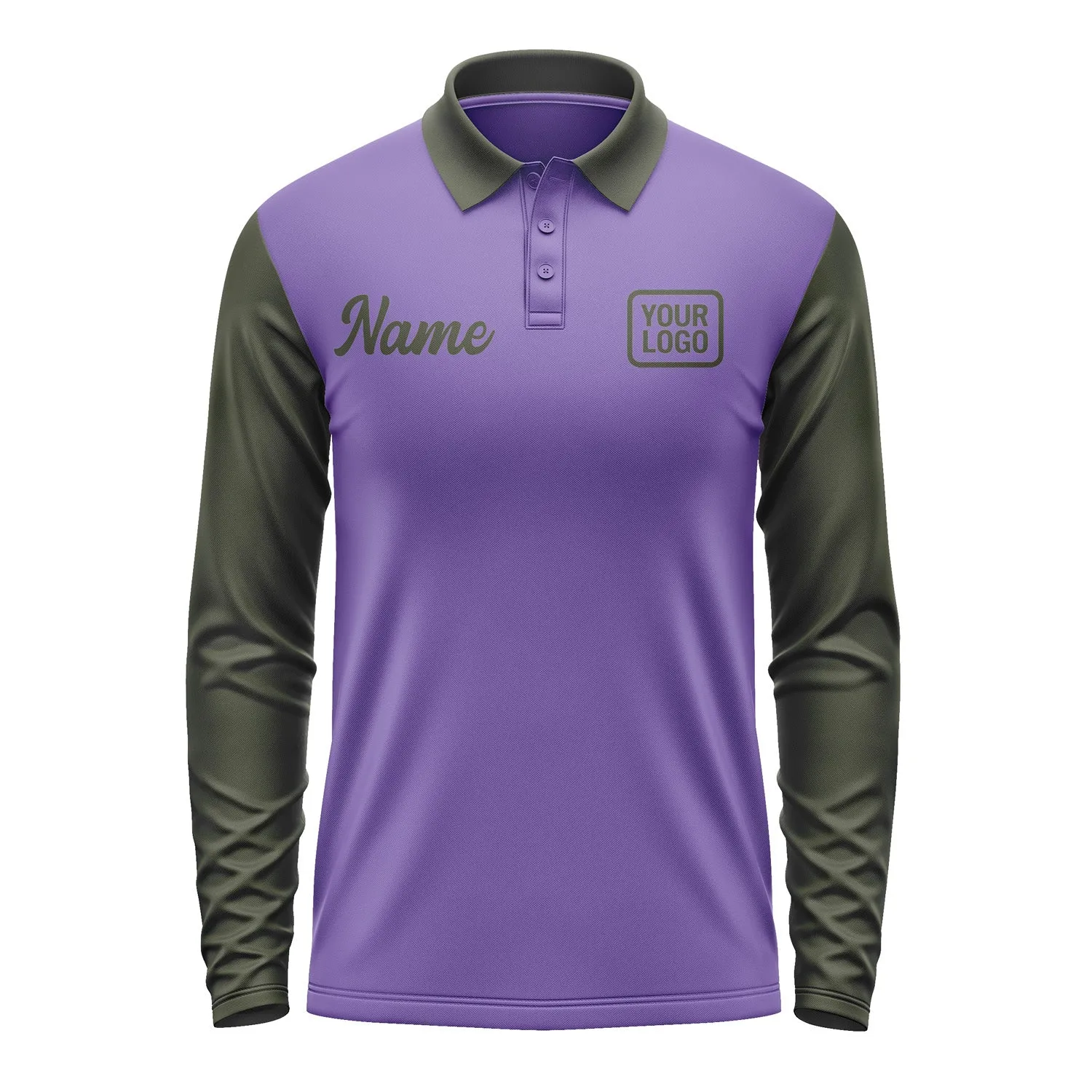 Custom Light Purple Olive Long Sleeve Polo Shirt sold by Tailorly product image thumbnail 2