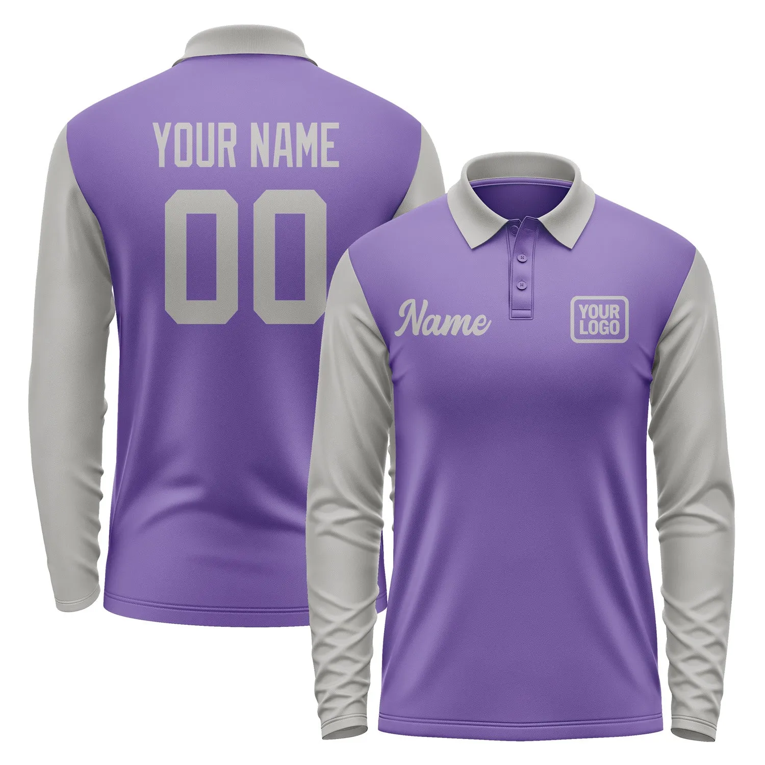Custom Light Purple Gray Long Sleeve Polo Shirt sold by Tailorly