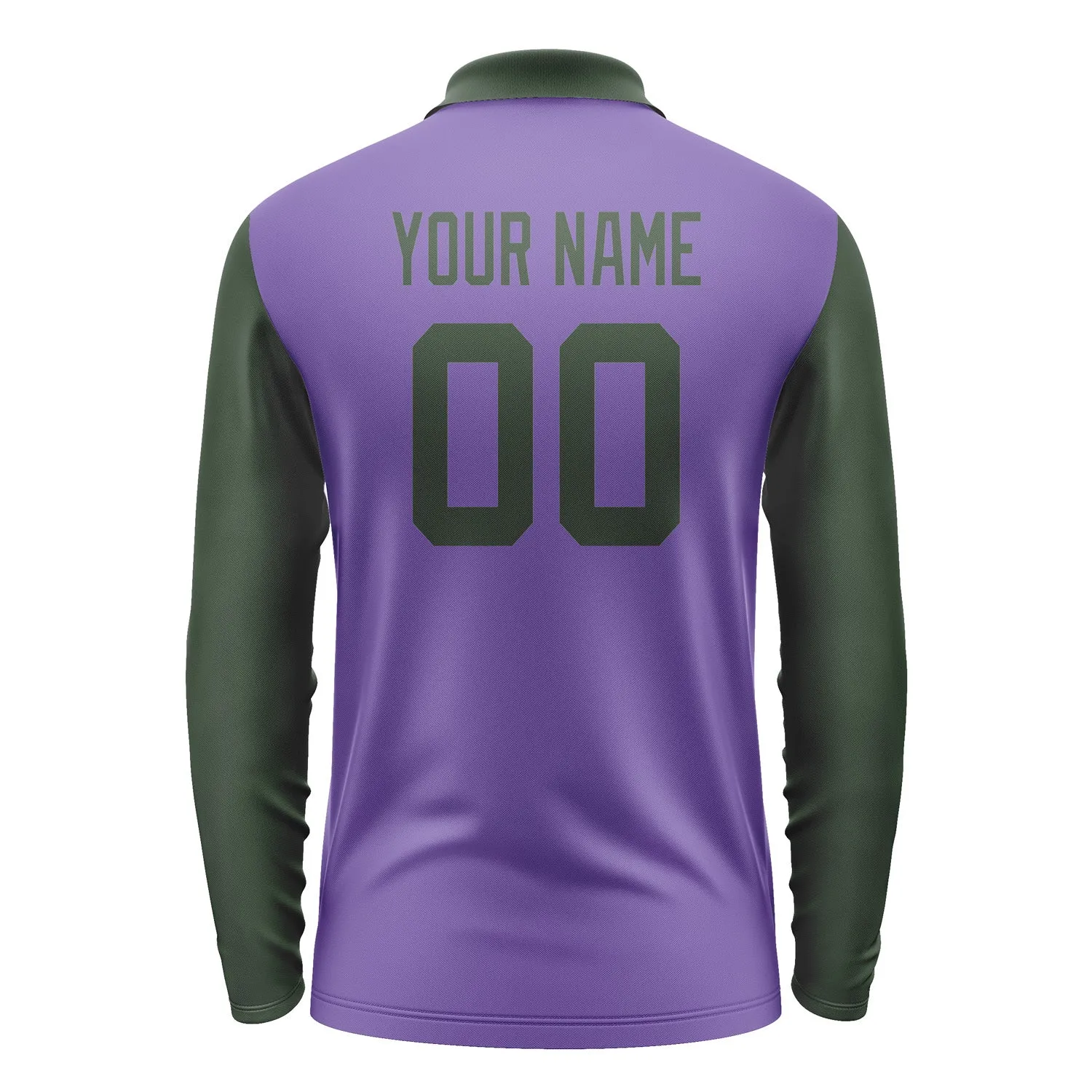 Custom Light Purple Dark Green Long Sleeve Polo Shirt sold by Tailorly product image thumbnail 3