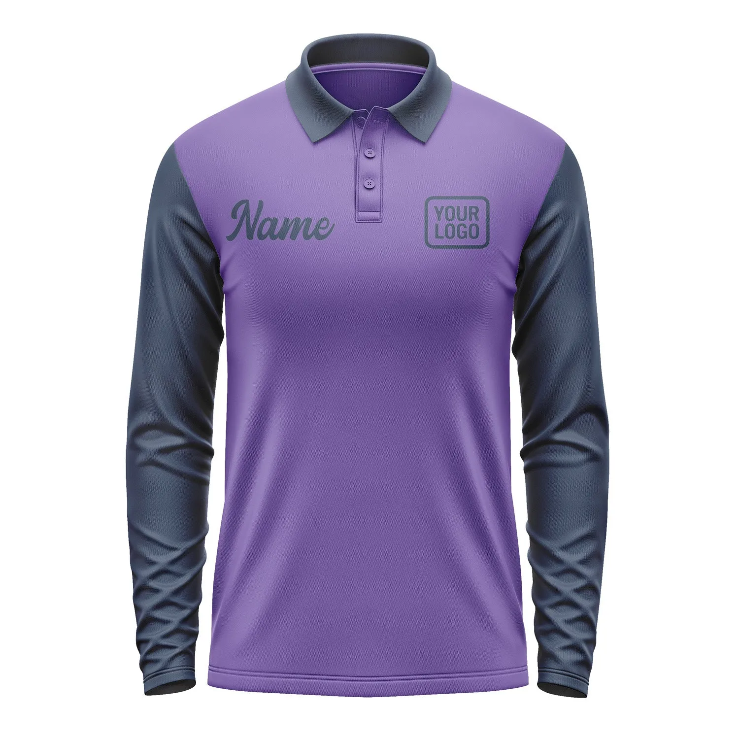 Custom Light Purple Blue Long Sleeve Polo Shirt sold by Tailorly product image thumbnail 2
