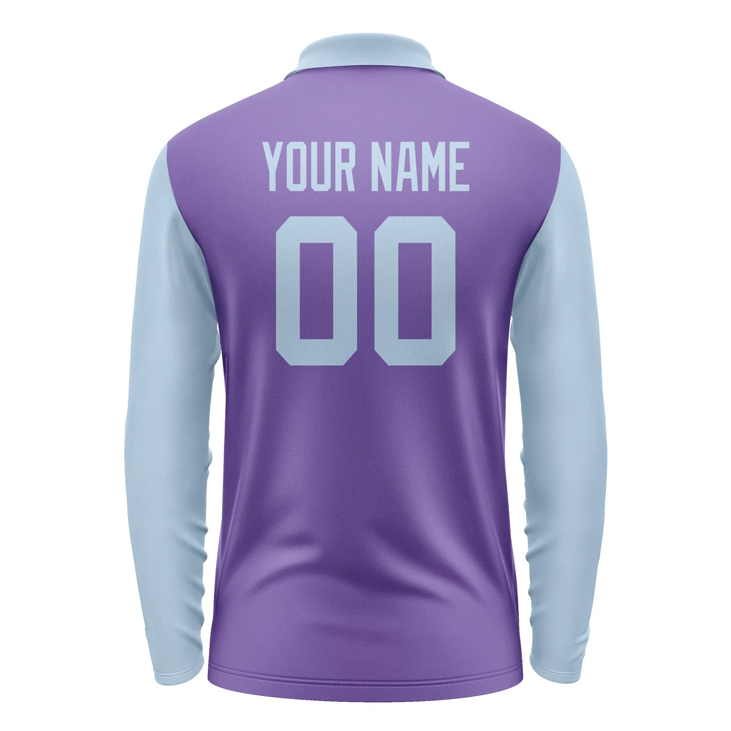 Custom Light Purple Light Blue Long Sleeve Polo Shirt sold by Tailorly product image thumbnail 3