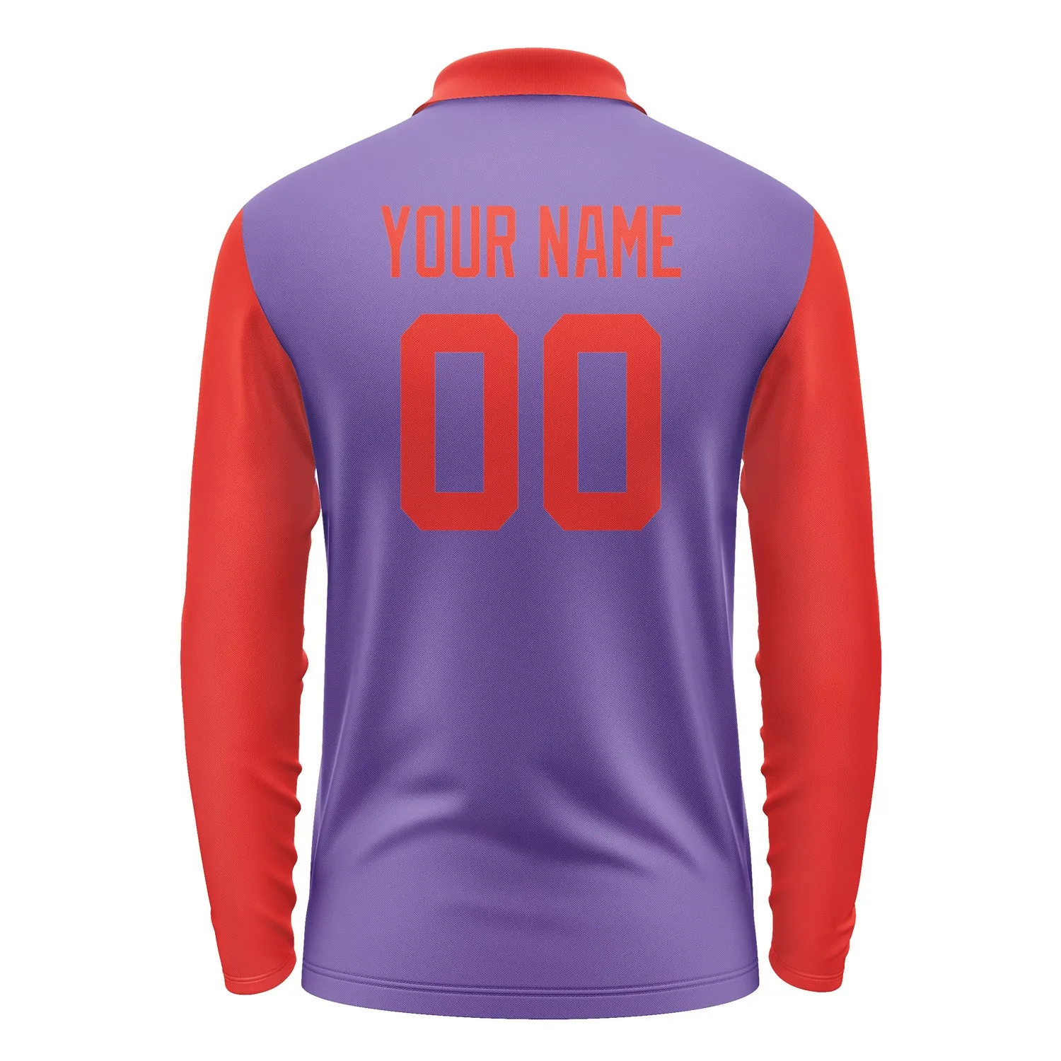 Custom Light Purple Orange Red Long Sleeve Polo Shirt sold by Tailorly product image thumbnail 3