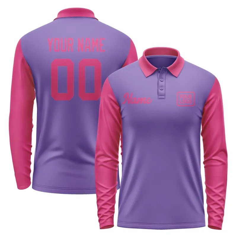 Custom Light Purple Pink Long Sleeve Polo Shirt sold by Tailorly