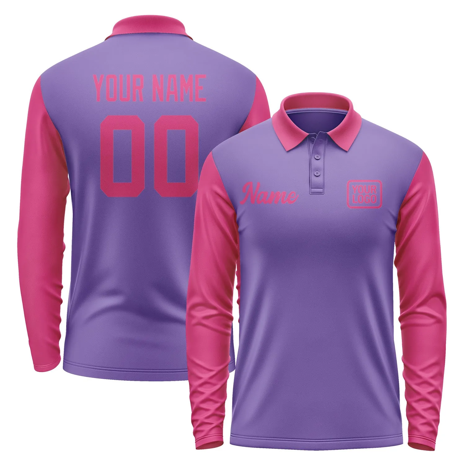Custom Light Purple Pink Long Sleeve Polo Shirt sold by Tailorly
