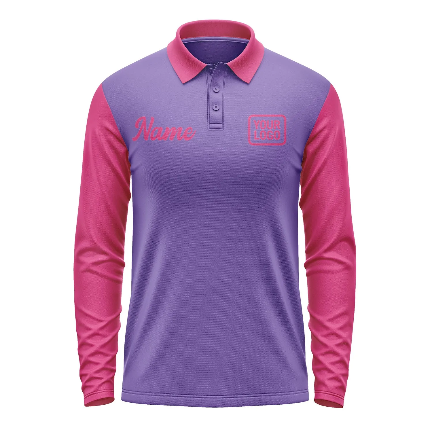 Custom Light Purple Pink Long Sleeve Polo Shirt sold by Tailorly product image thumbnail 2