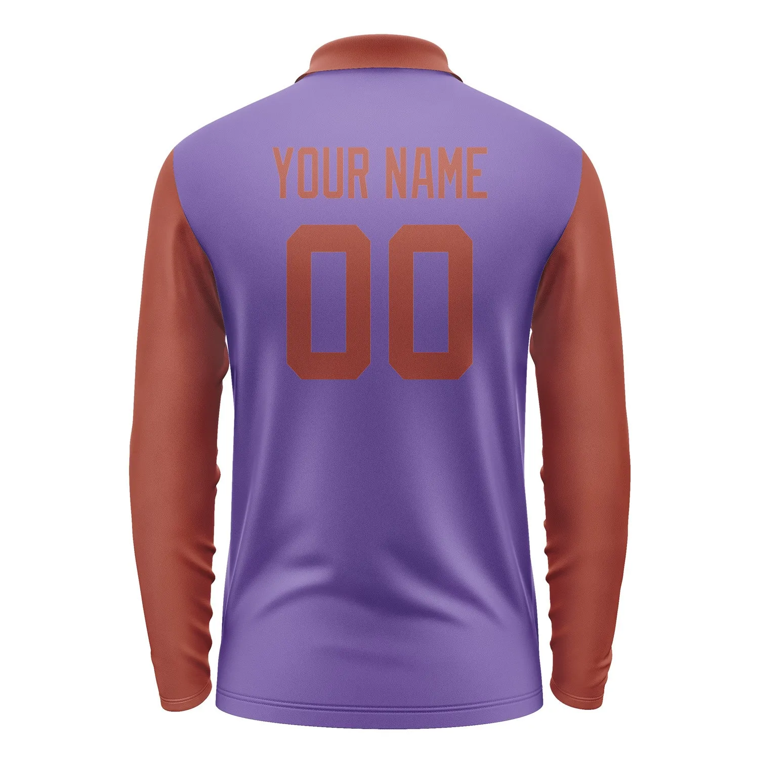 Custom Light Purple Coral Red Long Sleeve Polo Shirt sold by Tailorly product image thumbnail 3