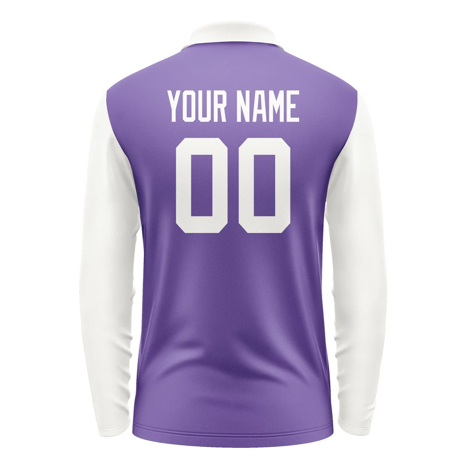 Custom Light Purple White Long Sleeve Polo Shirt sold by Tailorly product image thumbnail 3