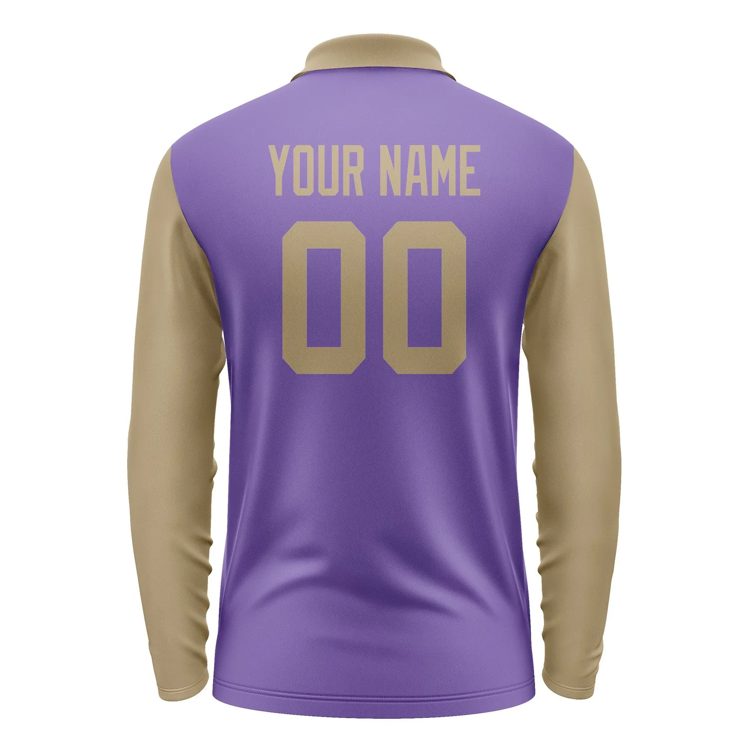 Custom Light Purple Light Khaki Long Sleeve Polo Shirt sold by Tailorly product image thumbnail 3