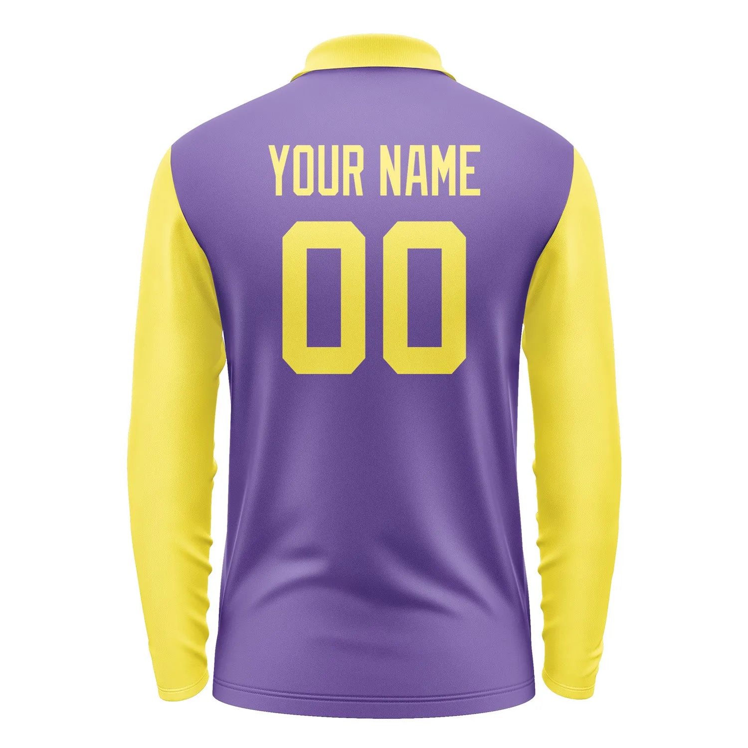 Custom Light Purple Light Yellow Long Sleeve Polo Shirt sold by Tailorly product image thumbnail 3