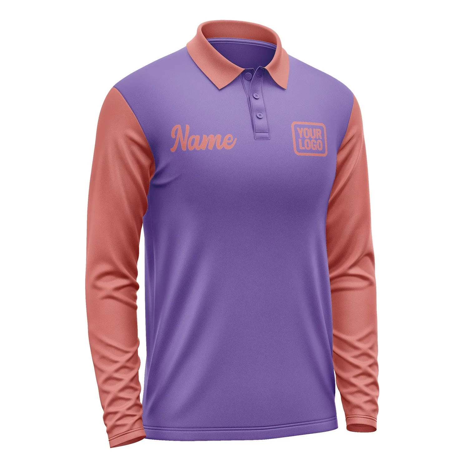 Custom Light Purple Copper Rose Long Sleeve Polo Shirt sold by Tailorly product image thumbnail 4