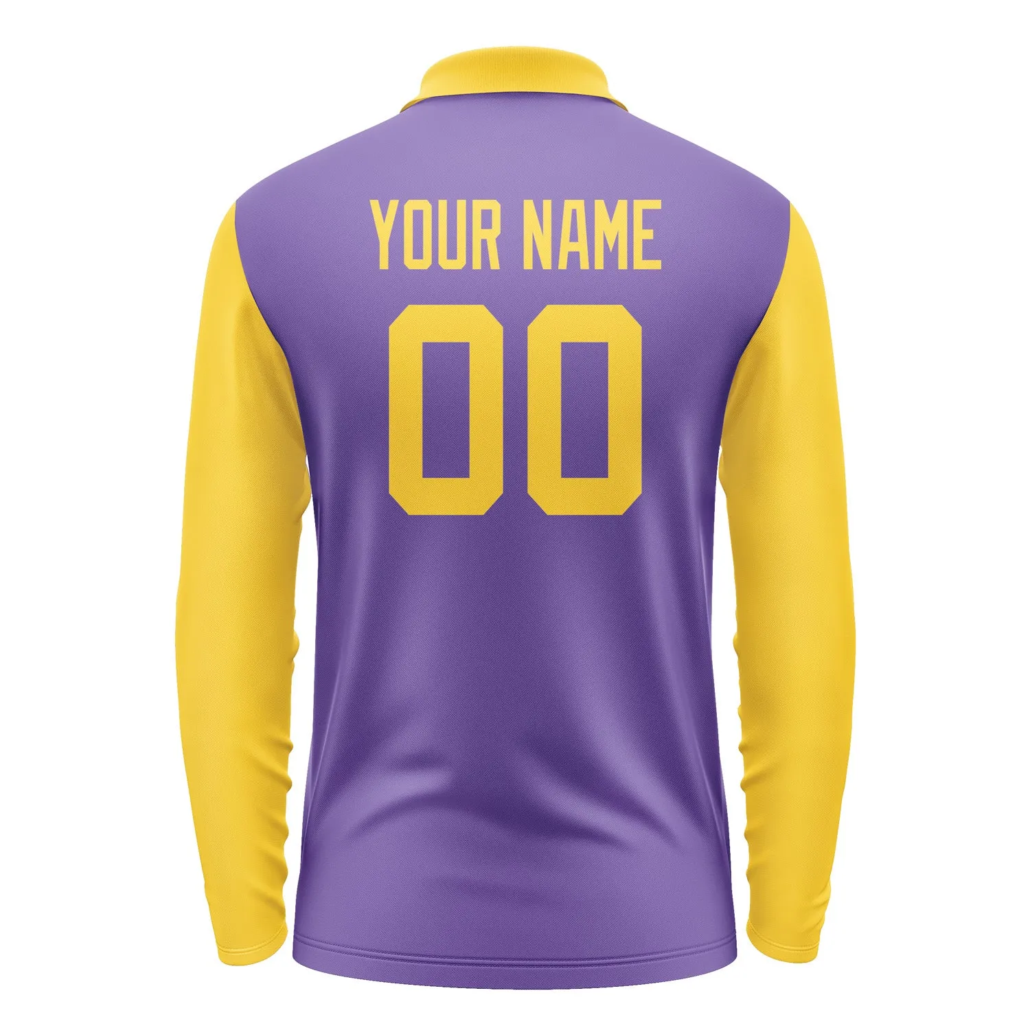 Custom Light Purple Gold Long Sleeve Polo Shirt sold by Tailorly product image thumbnail 3