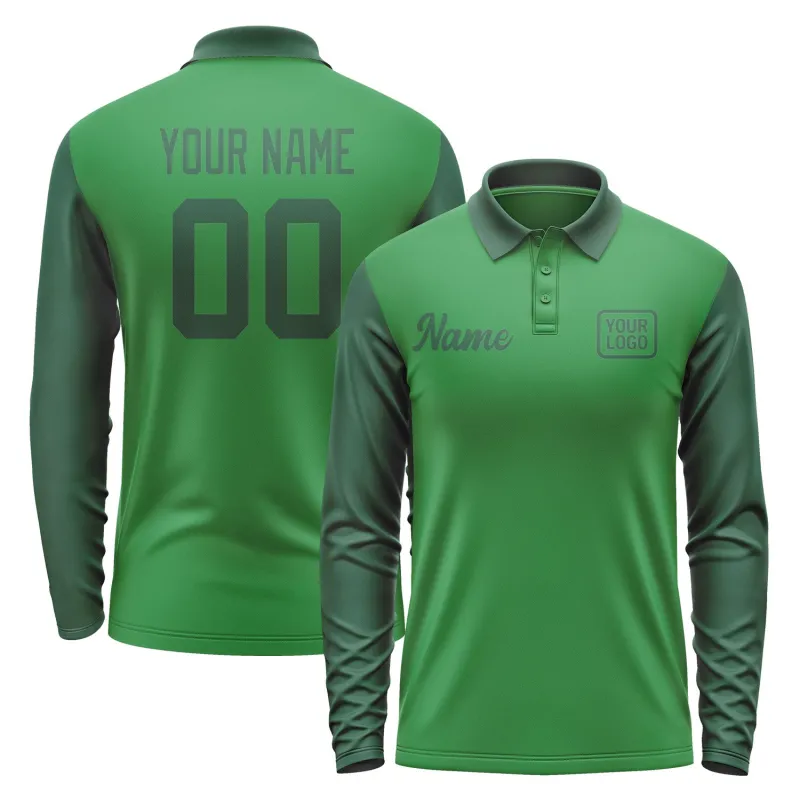 Custom Emerald Green Green Long Sleeve Polo Shirt sold by Tailorly