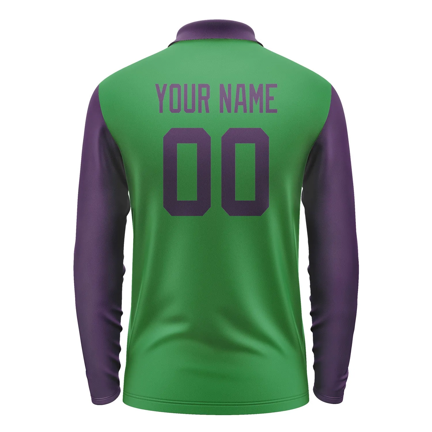 Custom Emerald Green Purple Long Sleeve Polo Shirt sold by Tailorly product image thumbnail 3