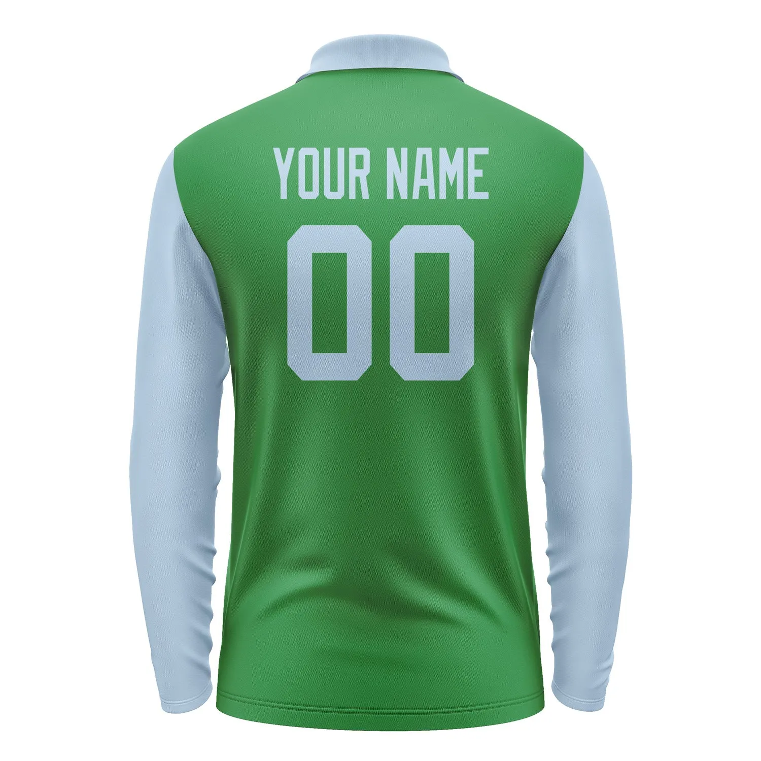 Custom Emerald Green Light Blue Long Sleeve Polo Shirt sold by Tailorly product image thumbnail 3