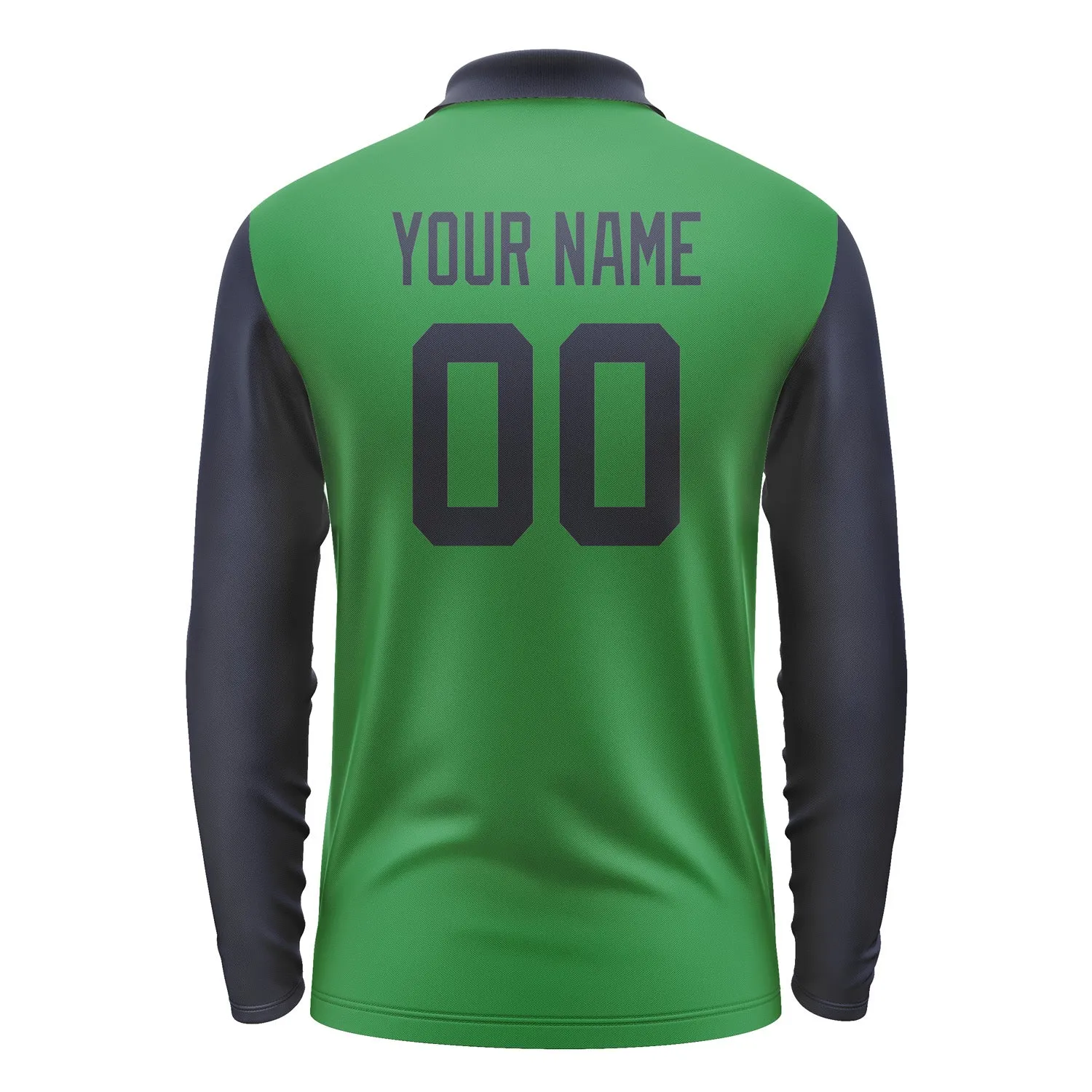 Custom Emerald Green Navy Long Sleeve Polo Shirt sold by Tailorly product image thumbnail 3
