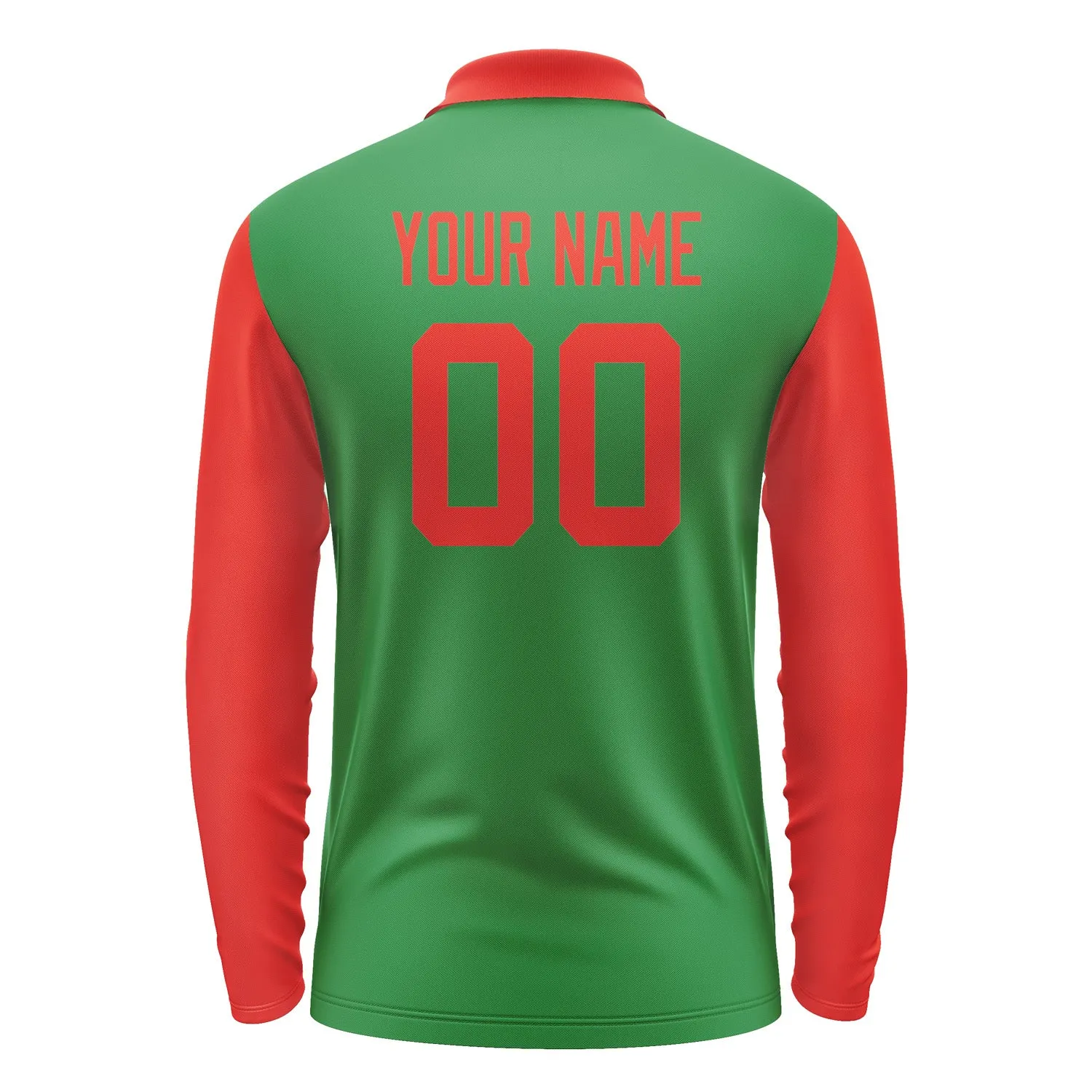 Custom Emerald Green Orange Red Long Sleeve Polo Shirt sold by Tailorly product image thumbnail 3