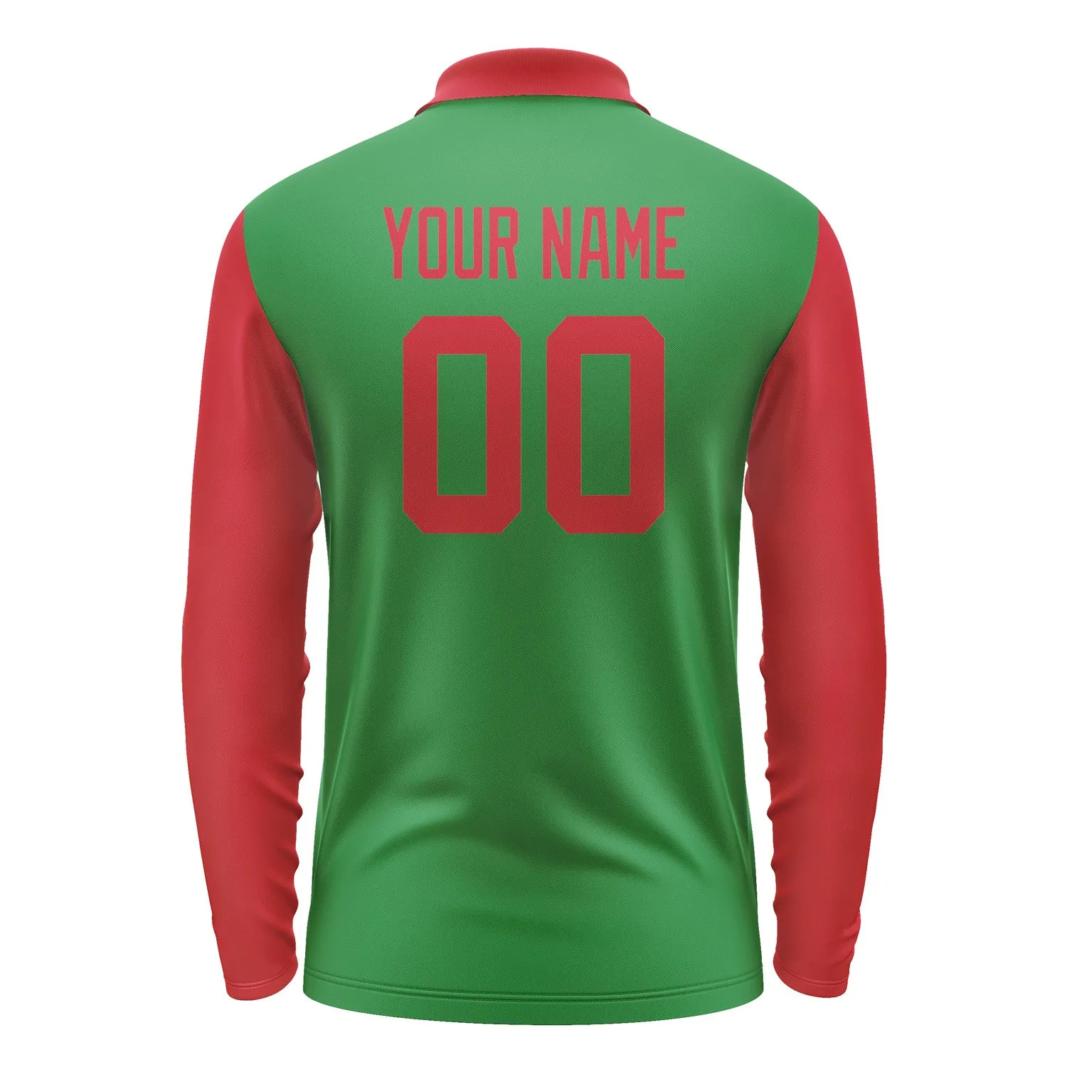 Custom Emerald Green Red Long Sleeve Polo Shirt sold by Tailorly product image thumbnail 3