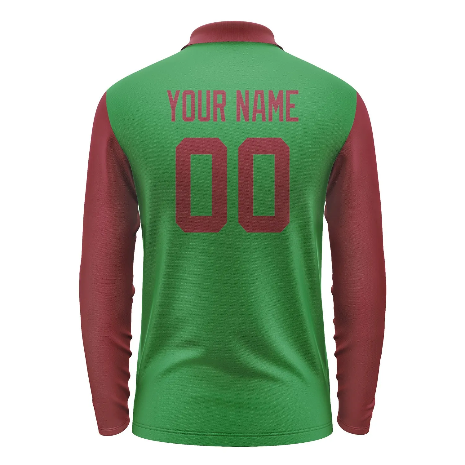 Custom Emerald Green Crimson Red Long Sleeve Polo Shirt sold by Tailorly product image thumbnail 3