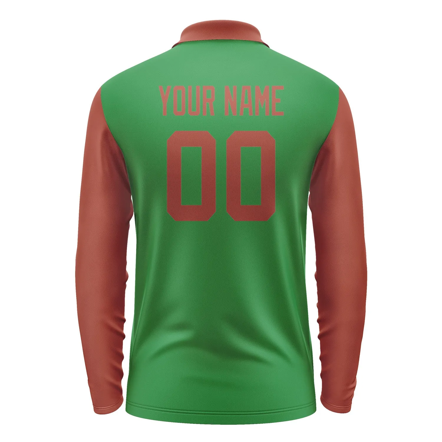 Custom Emerald Green Coral Red Long Sleeve Polo Shirt sold by Tailorly product image thumbnail 3