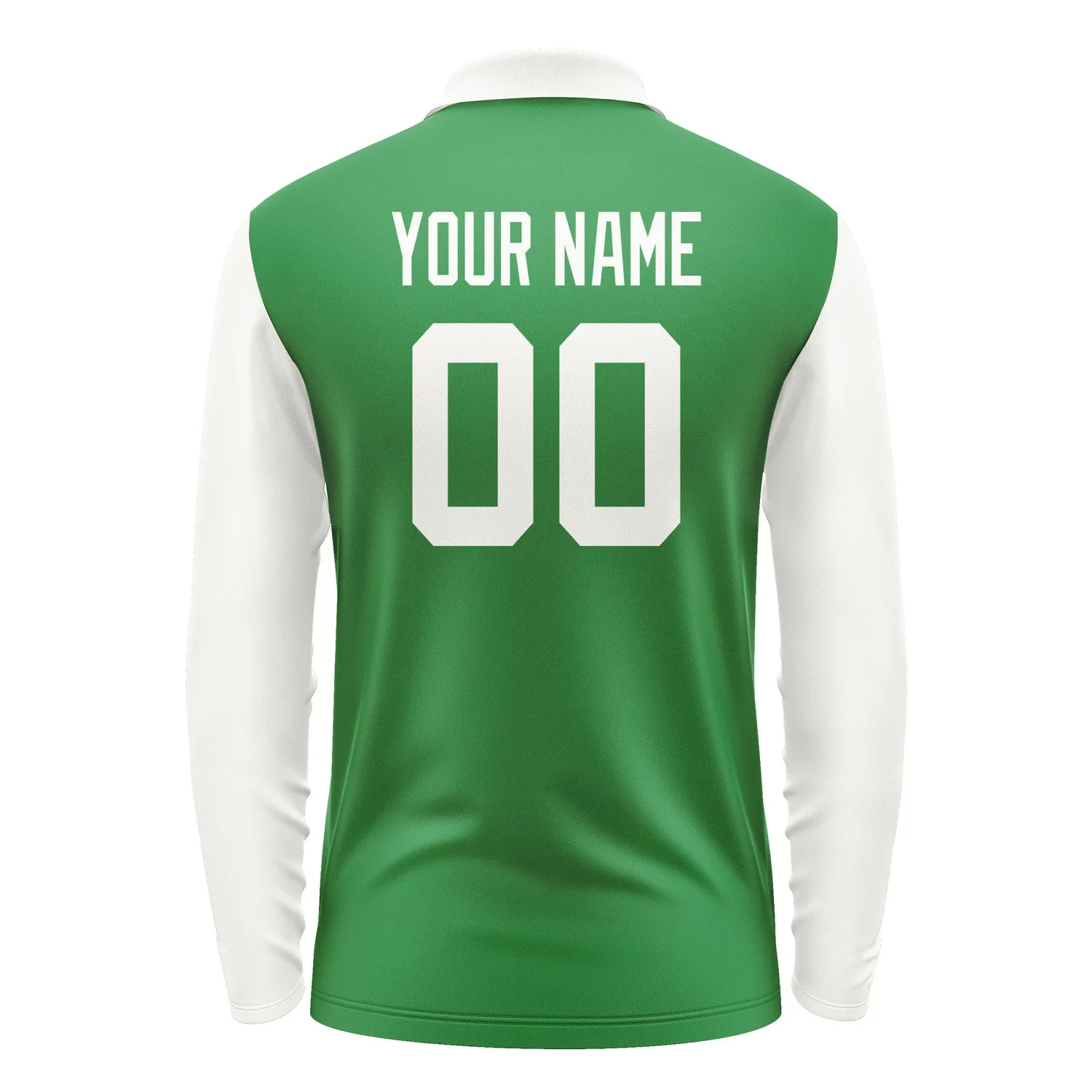 Custom Emerald Green White Long Sleeve Polo Shirt sold by Tailorly product image thumbnail 3
