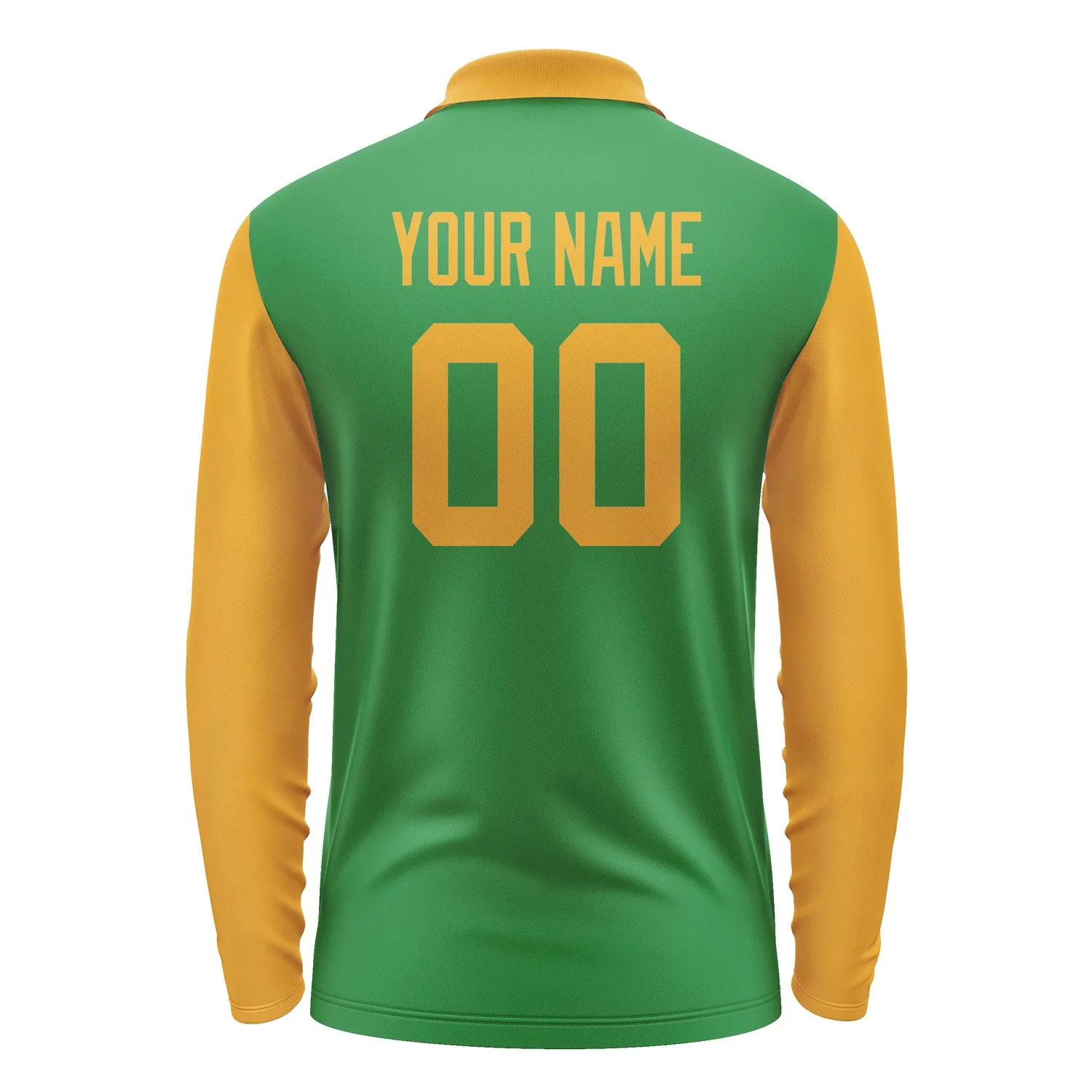 Custom Emerald Green Yellow Long Sleeve Polo Shirt sold by Tailorly product image thumbnail 3