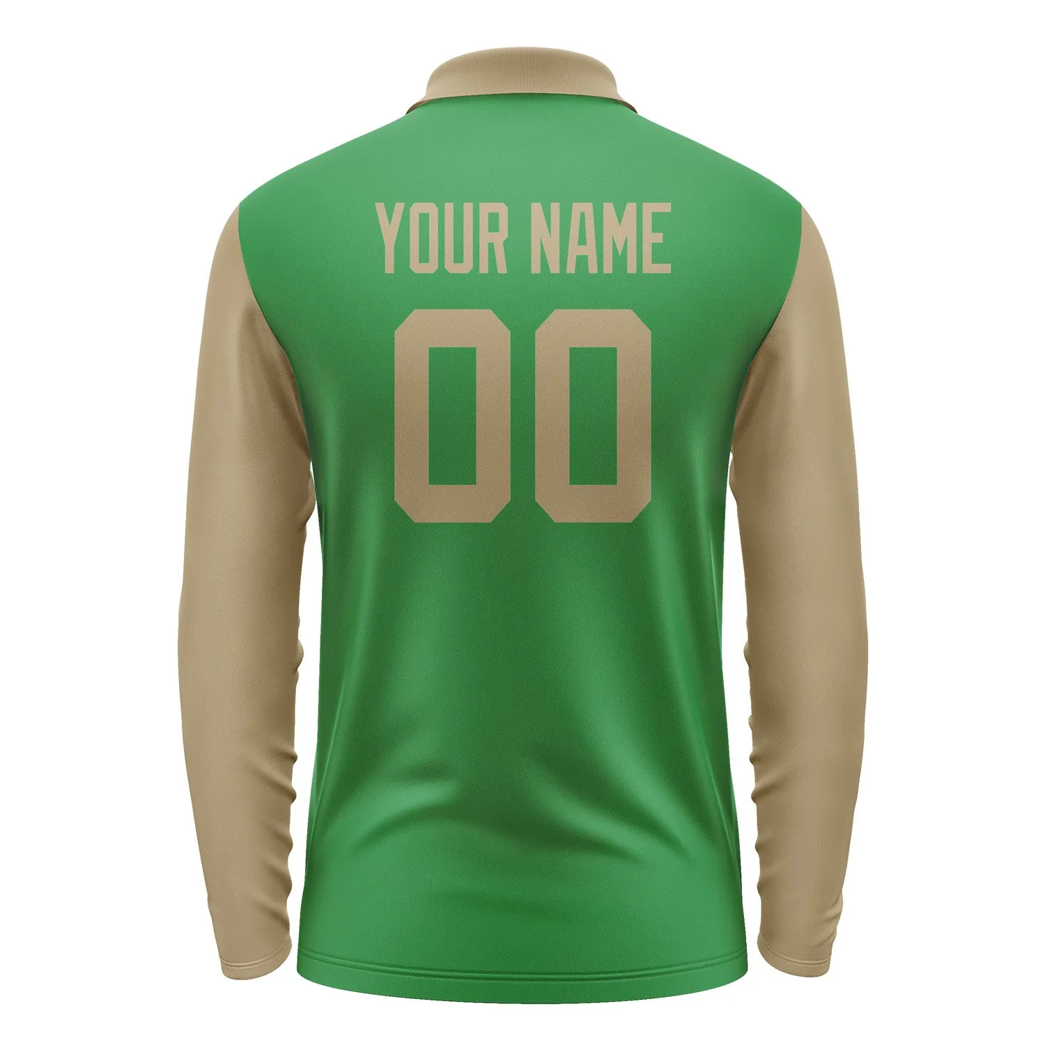 Custom Emerald Green Light Khaki Long Sleeve Polo Shirt sold by Tailorly product image thumbnail 3