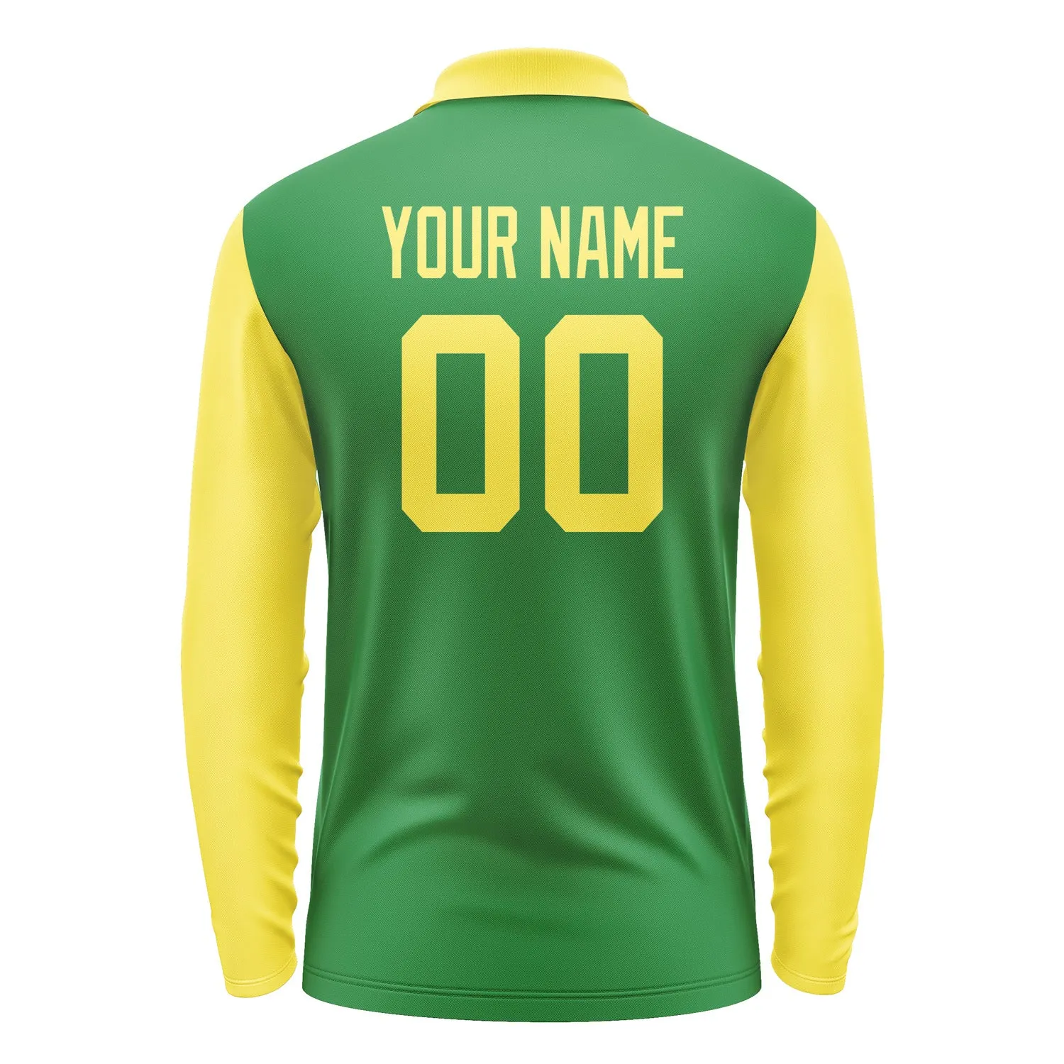 Custom Emerald Green Light Yellow Long Sleeve Polo Shirt sold by Tailorly product image thumbnail 3