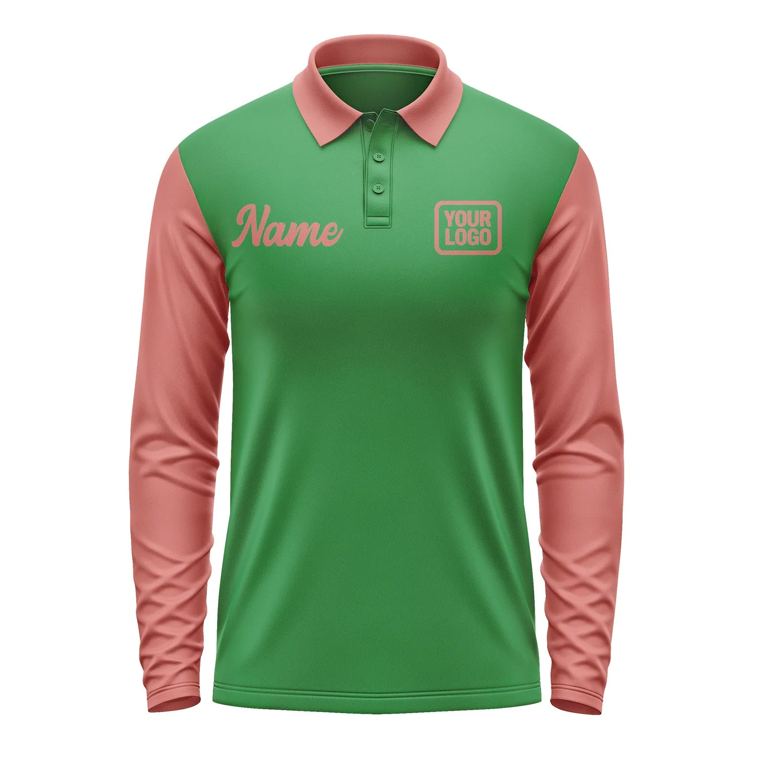 Custom Emerald Green Copper Rose Long Sleeve Polo Shirt sold by Tailorly product image thumbnail 2