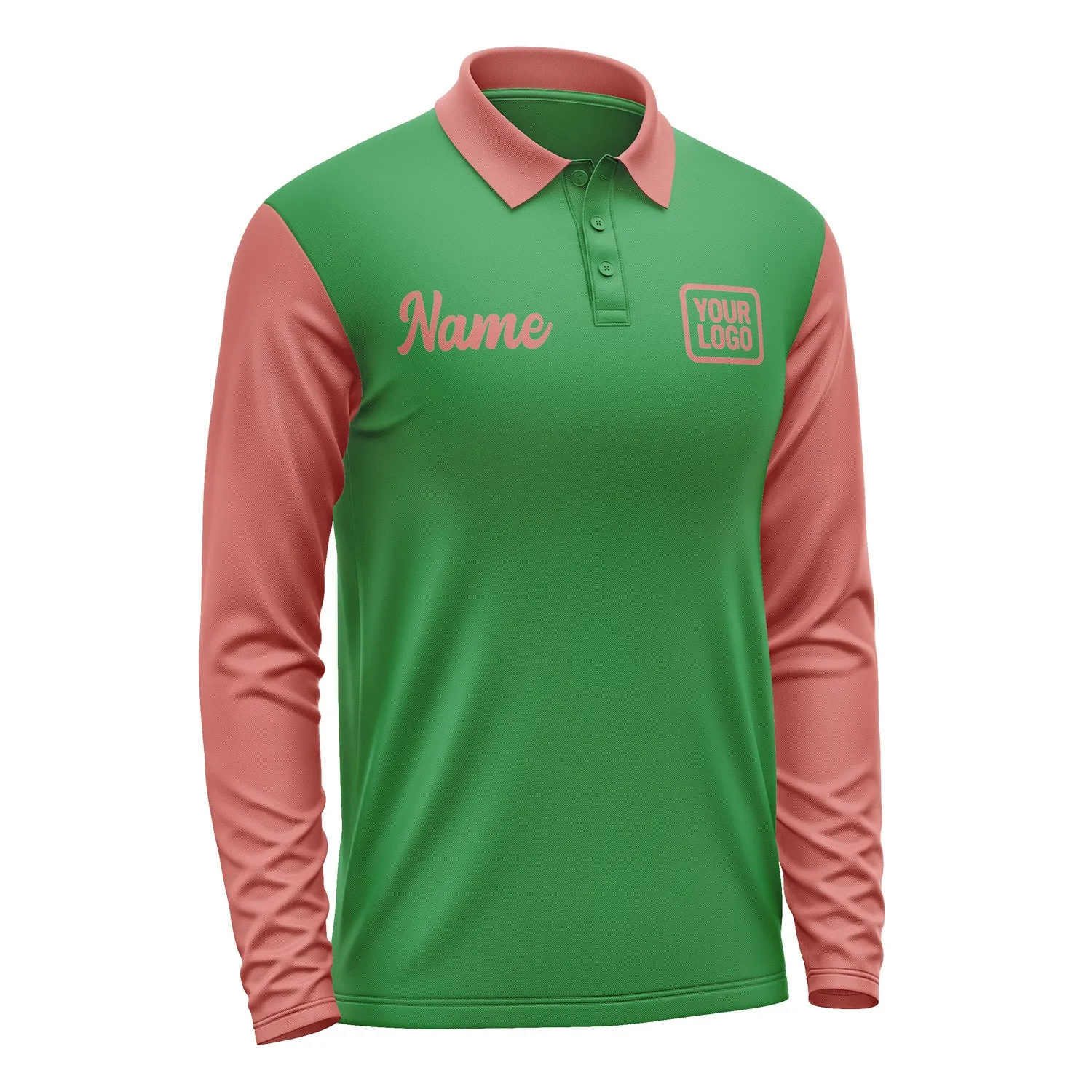 Custom Emerald Green Copper Rose Long Sleeve Polo Shirt sold by Tailorly product image thumbnail 4