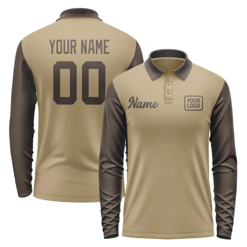 Custom Light Khaki Brown Long Sleeve Polo Shirt sold by Tailorly