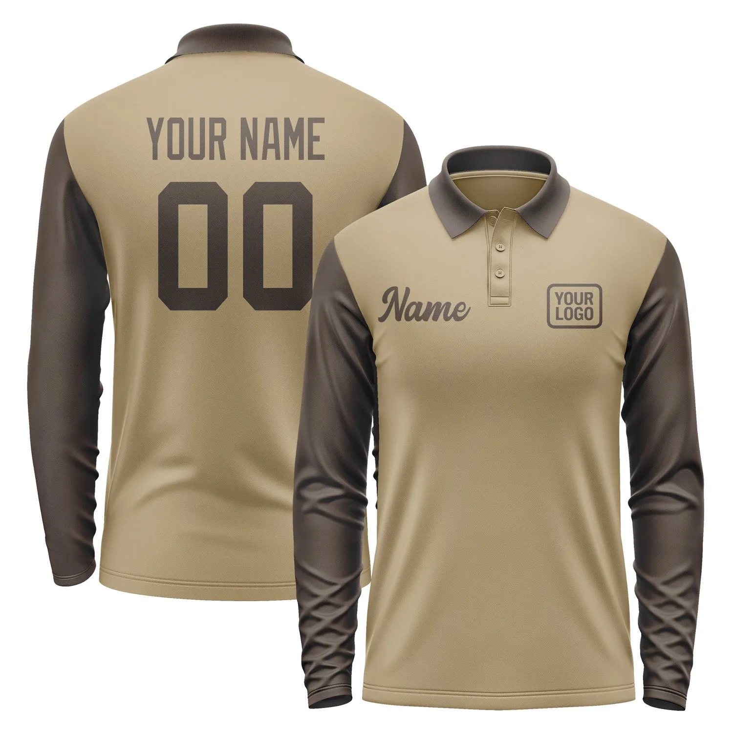 Custom Light Khaki Brown Long Sleeve Polo Shirt sold by Tailorly