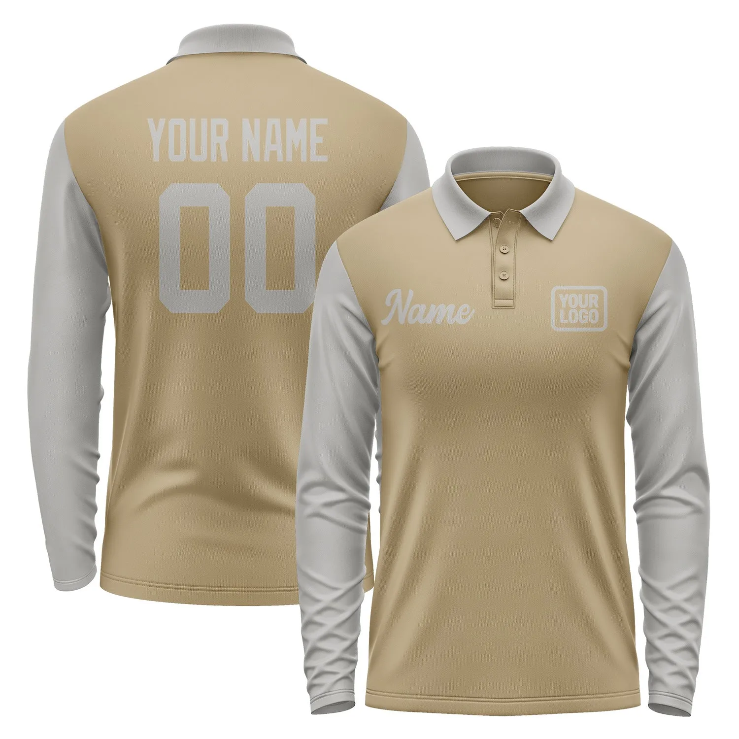 Custom Light Khaki Gray Long Sleeve Polo Shirt sold by Tailorly