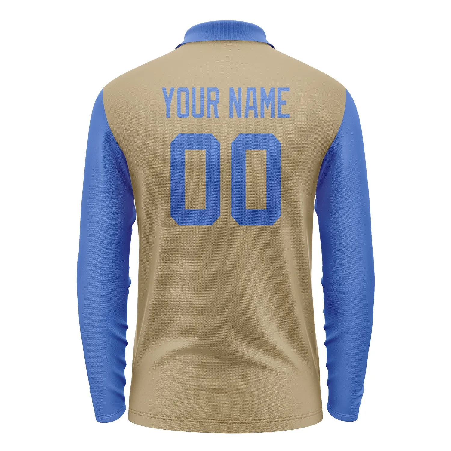 Custom Light Khaki Sky Blue Long Sleeve Polo Shirt sold by Tailorly product image thumbnail 3