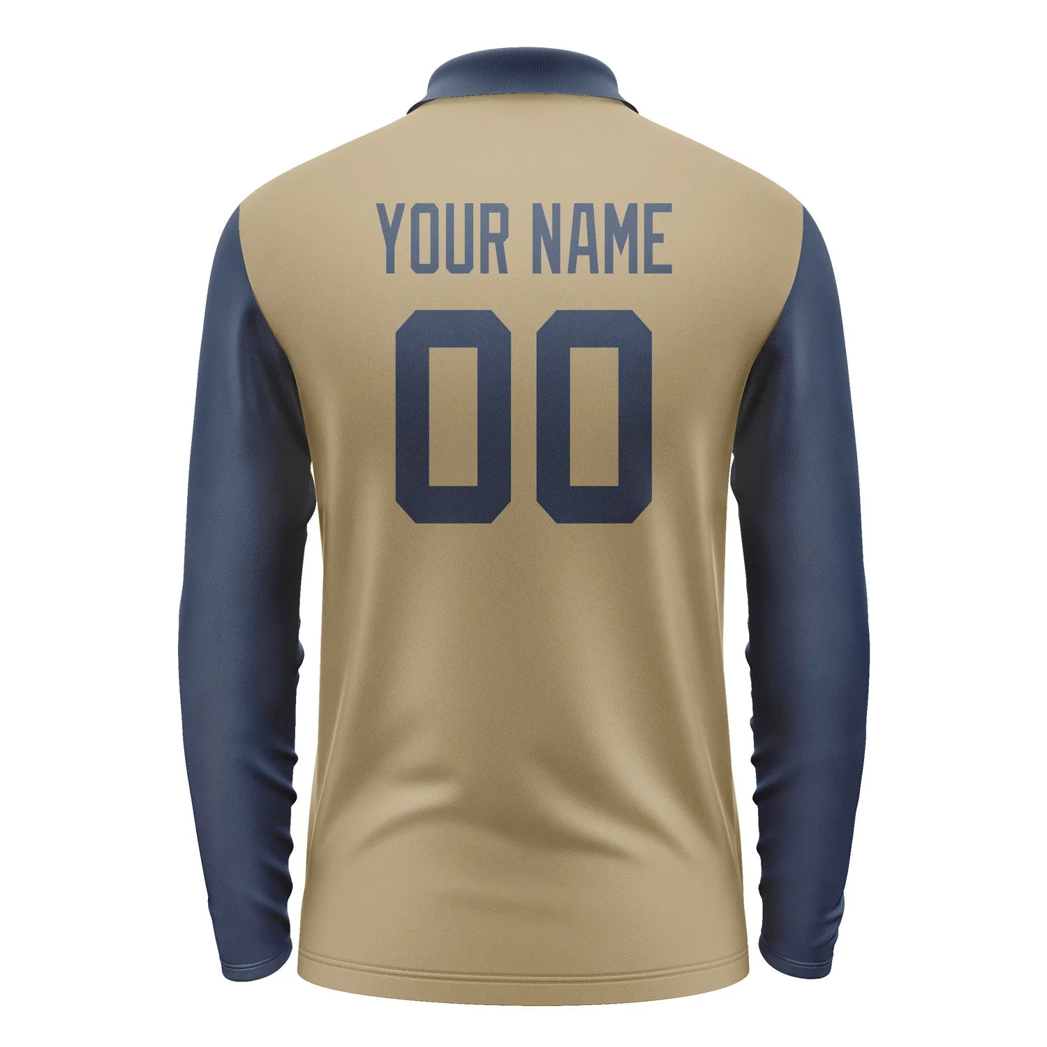 Custom Light Khaki Blue Long Sleeve Polo Shirt sold by Tailorly product image thumbnail 3