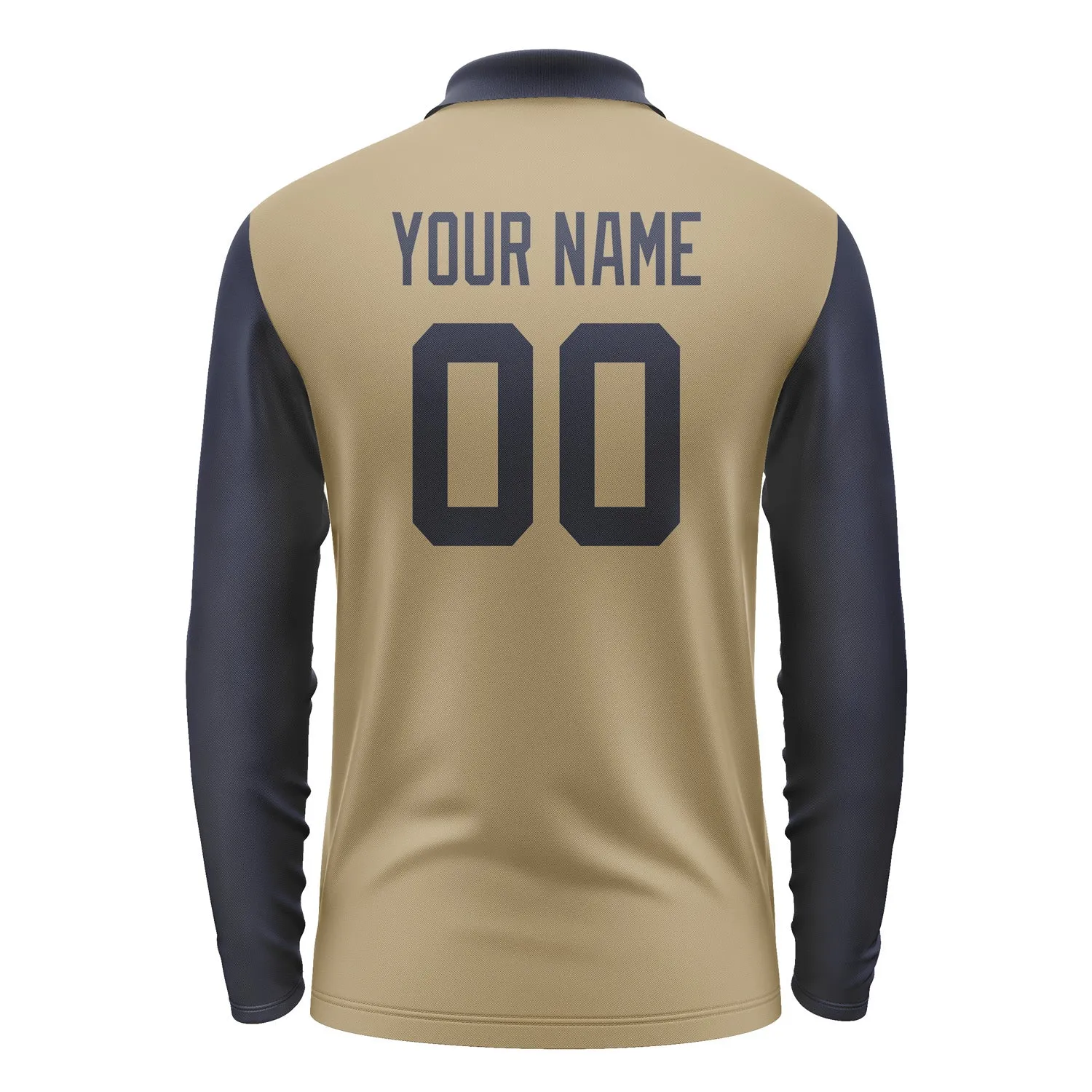 Custom Light Khaki Navy Long Sleeve Polo Shirt sold by Tailorly product image thumbnail 3