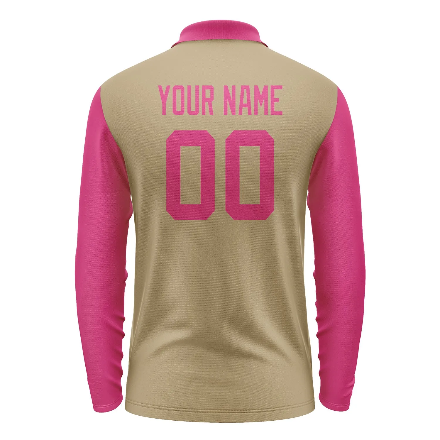 Custom Light Khaki Pink Long Sleeve Polo Shirt sold by Tailorly product image thumbnail 3