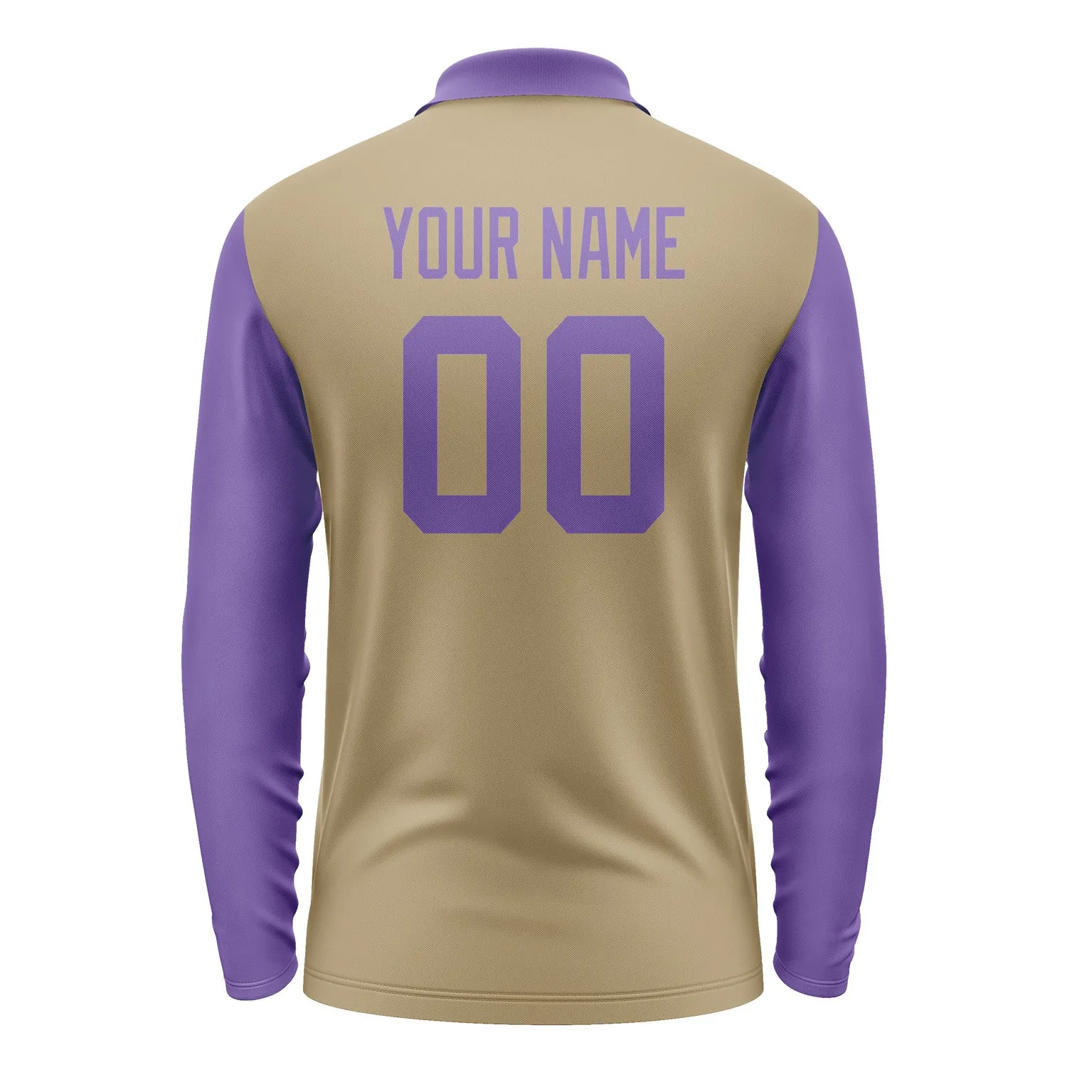 Custom Light Khaki Light Purple Long Sleeve Polo Shirt sold by Tailorly product image thumbnail 3