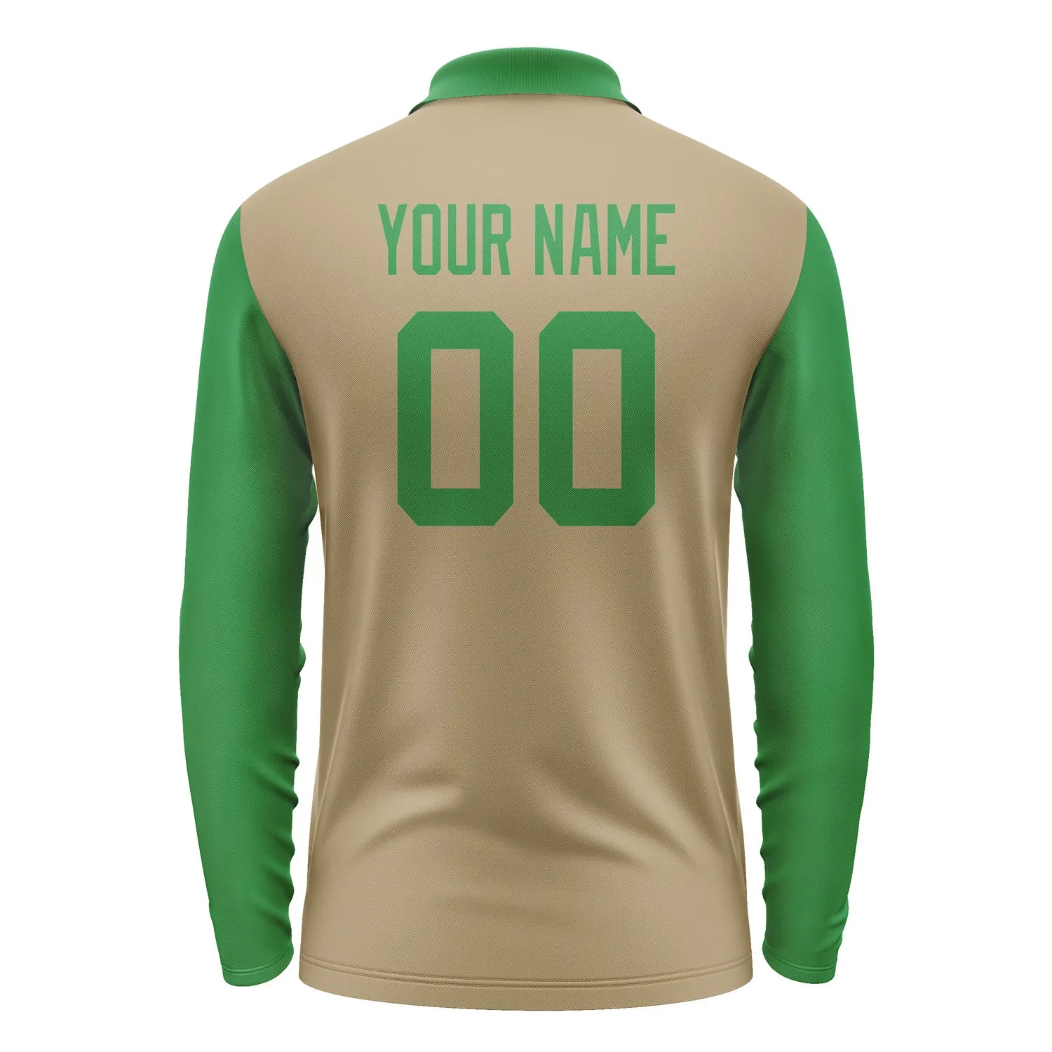 Custom Light Khaki Emerald Green Long Sleeve Polo Shirt sold by Tailorly product image thumbnail 3