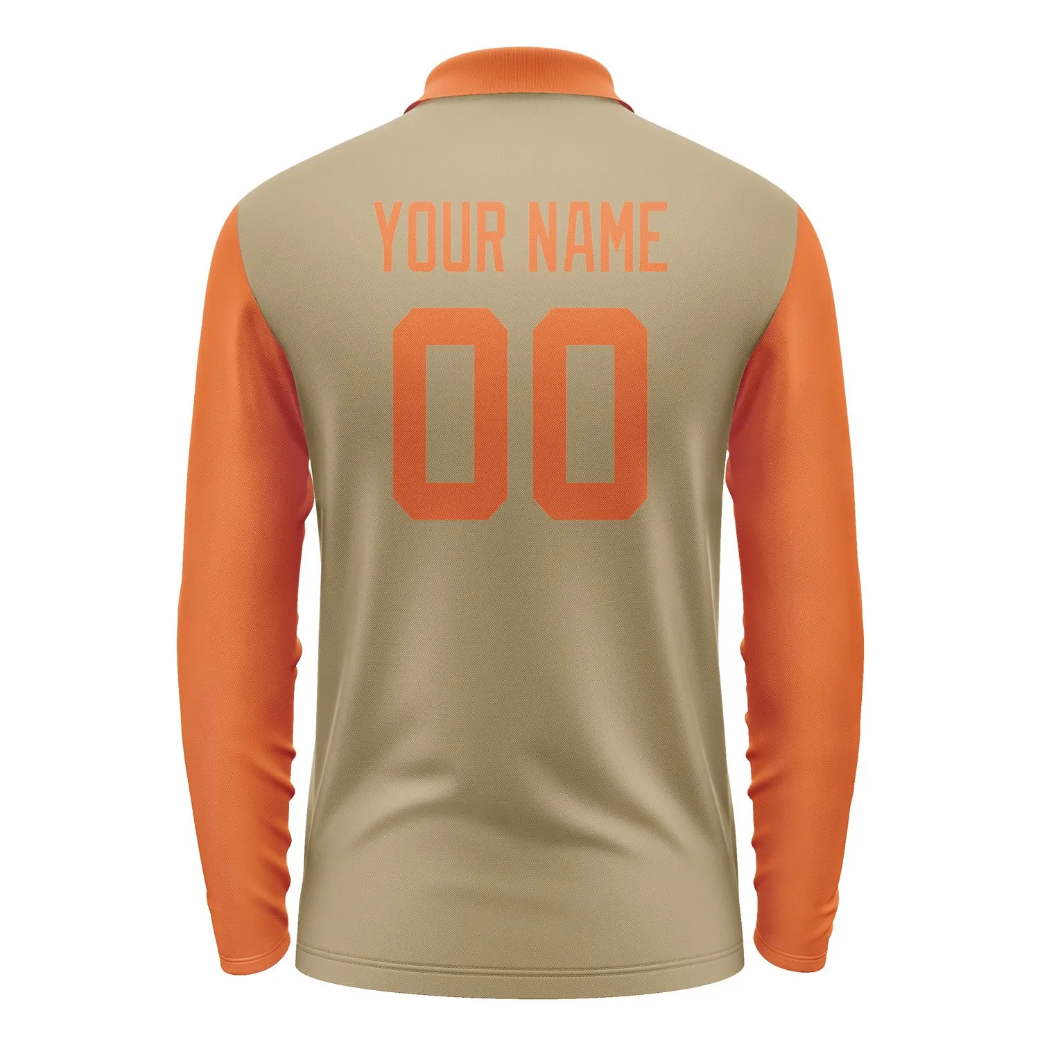 Custom Light Khaki Orange Long Sleeve Polo Shirt sold by Tailorly product image thumbnail 3
