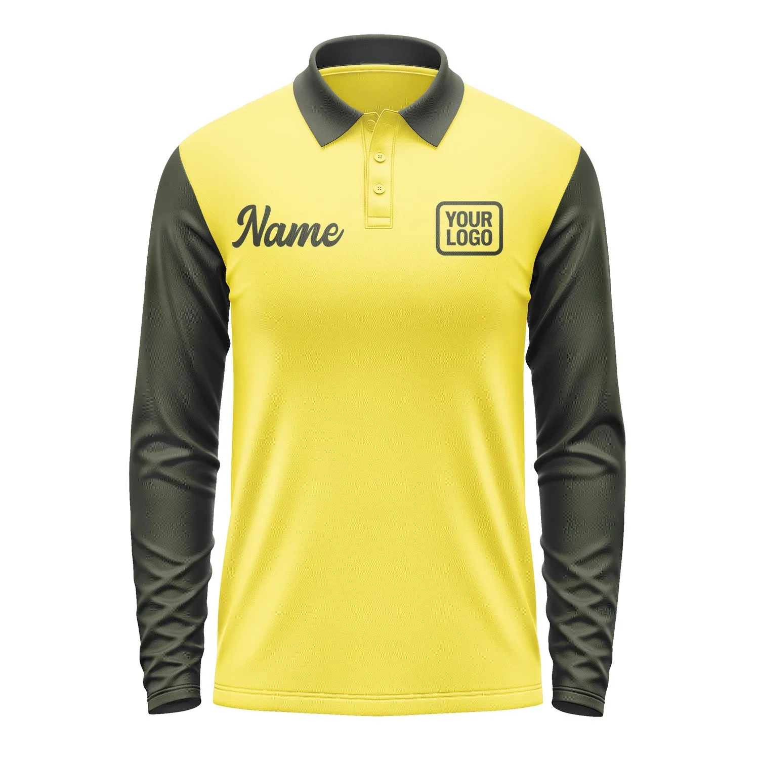 Custom Light Yellow Olive Long Sleeve Polo Shirt sold by Tailorly product image thumbnail 2